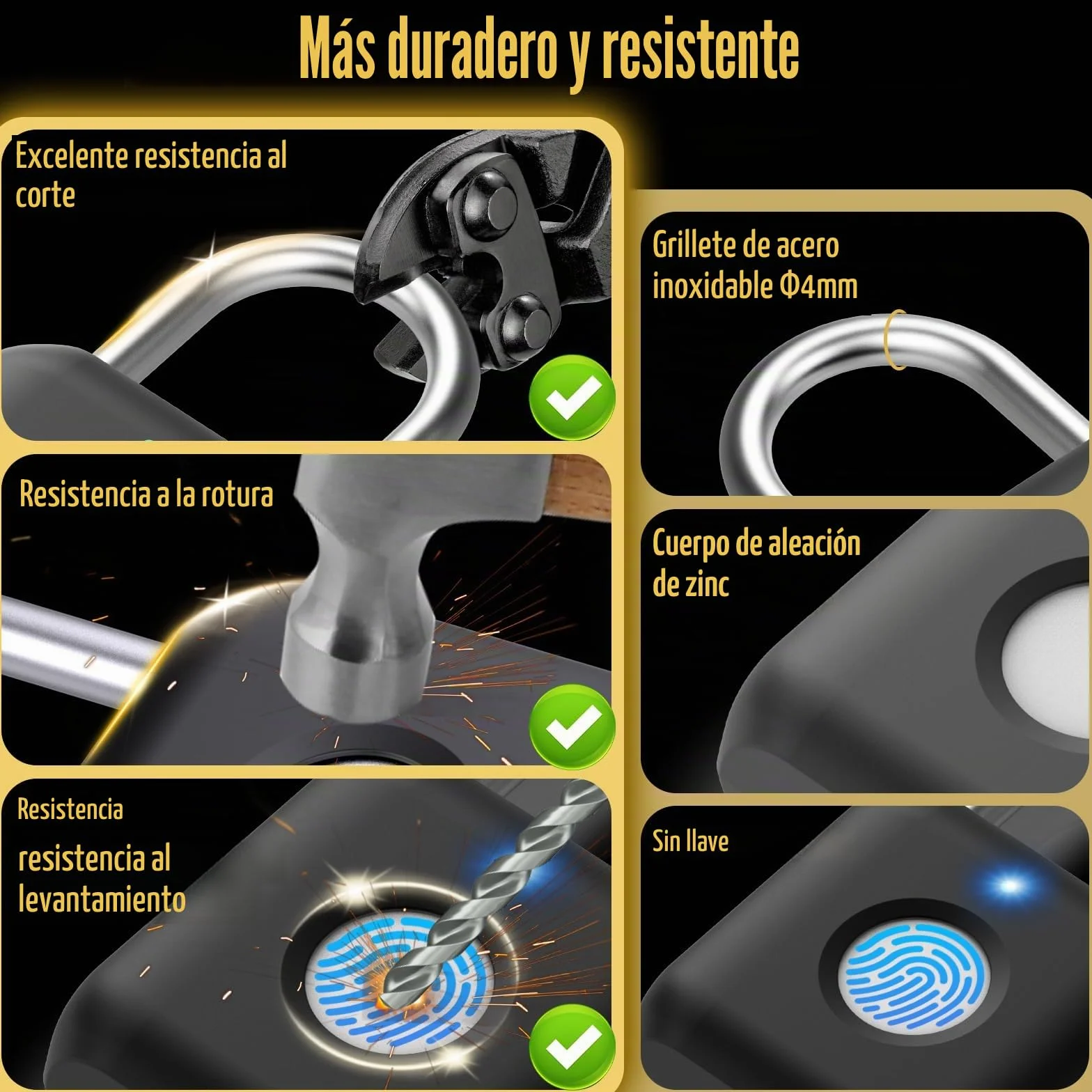 Anweller Anweller Smart Lock - Candado biométrico con huella dactilar
