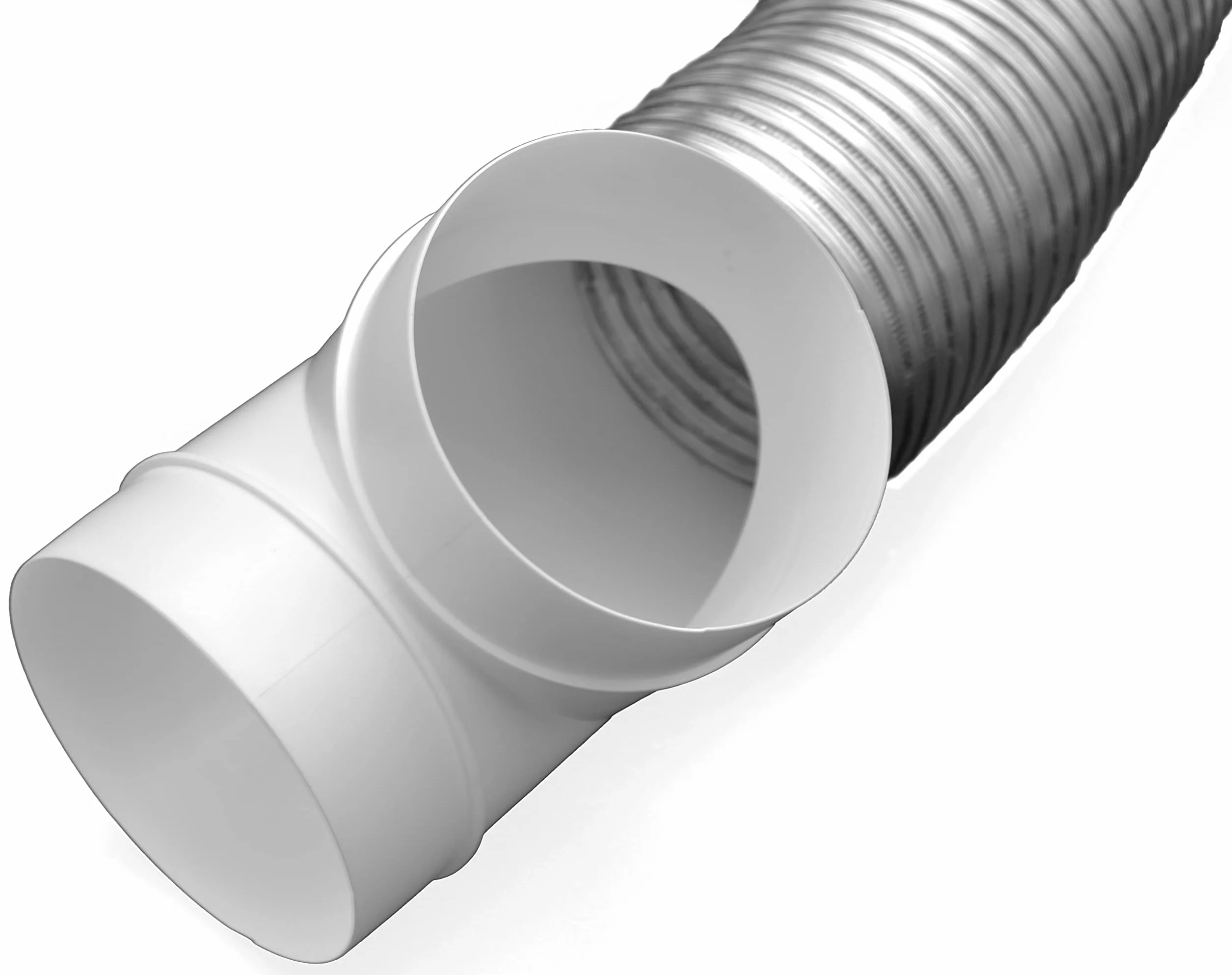 H&C VENT 100mm Conector Pieza en T para Ventilación │ Tubo Aire Acondicionado PVC │ Para Tubería Flexible o Sólido │ Conector de Manguera │ Extractor de Baño Cocina Tubo Rejilla Secadora Ventilador