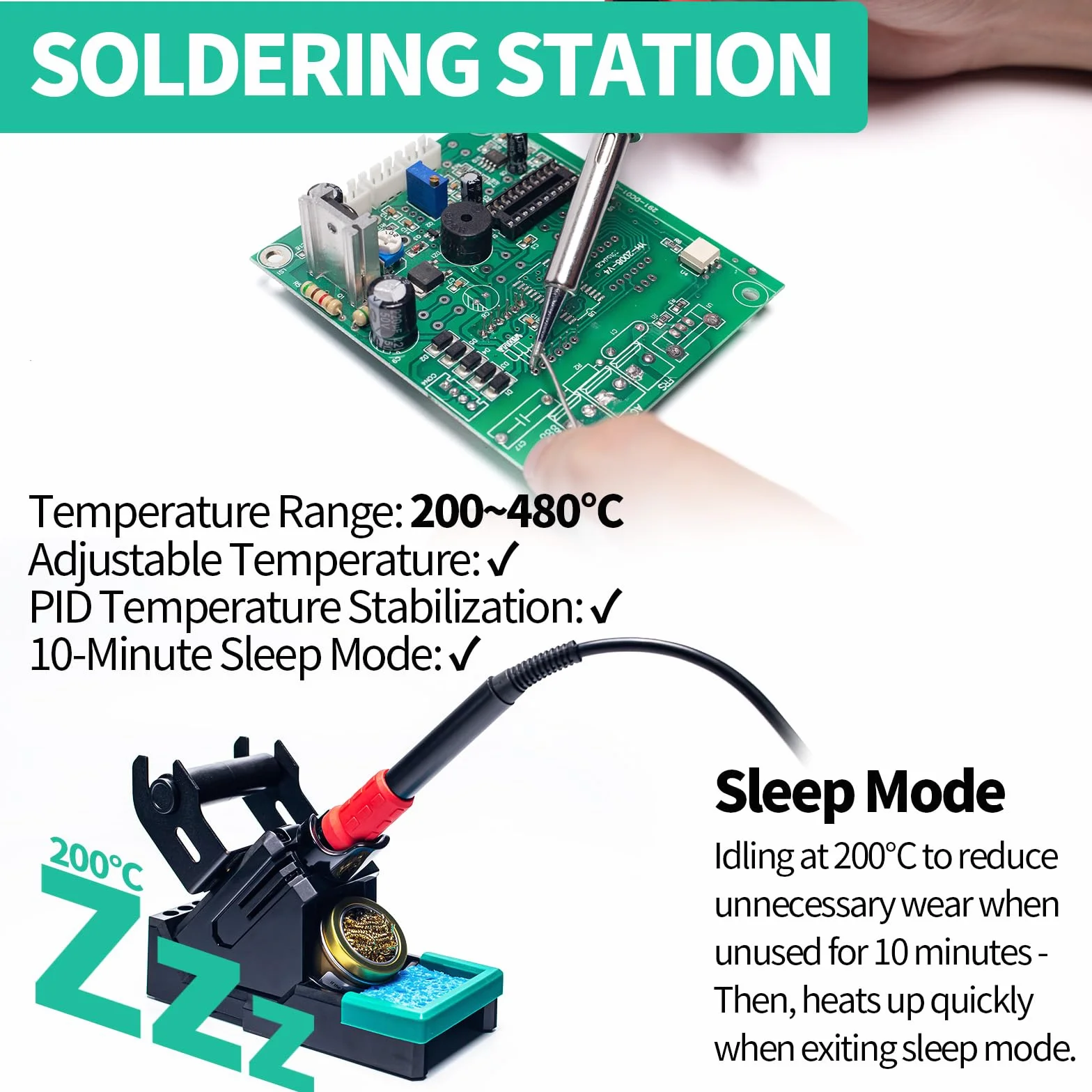 YIHUA 938BD-I 2 en 1 Estación de retrabajo de aire caliente 110W EVO Estación de kit de soldador con pantallas de temperatura dual Modo de suspensión