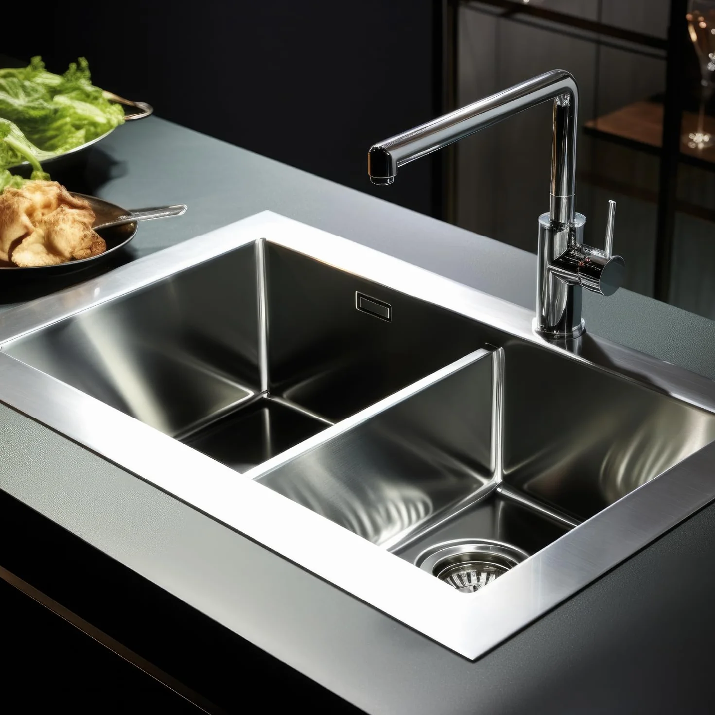 Sifón Fregadero Ø115 mm con Válvula Cesta Metálica para Cocina Desagüe Compacto 172 x 40 mm FLUVIA