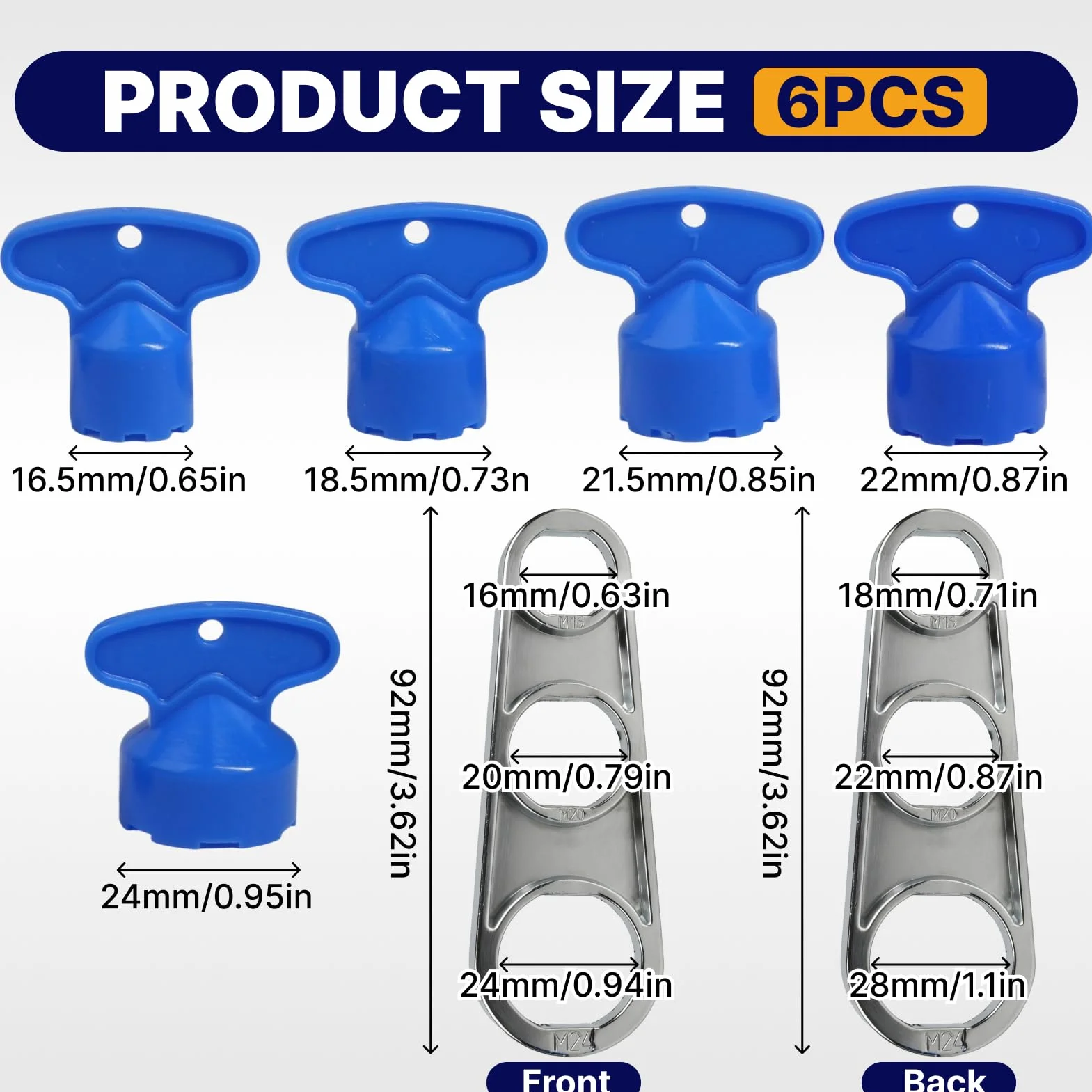 5 llaves de aireador de grifo para llave de perlator y 1 pieza de descalcificador de grifos para un cuidado óptimo de los perladores de baño y cocina (M16.5, M18.5, M21.5, M22.5, M24)