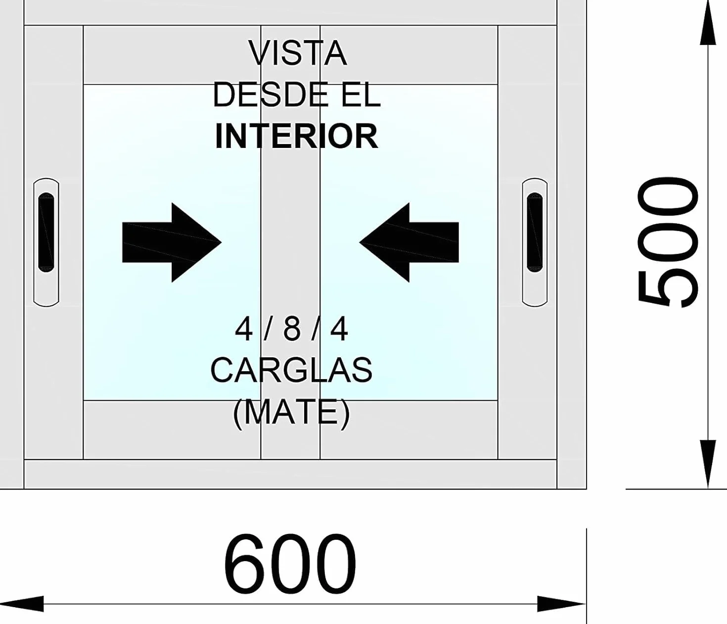 Ventanastock ALB0017L Ventana Aluminio 600x500 Corredera 2 hojas. con cristal carglass (Climalit Mate)