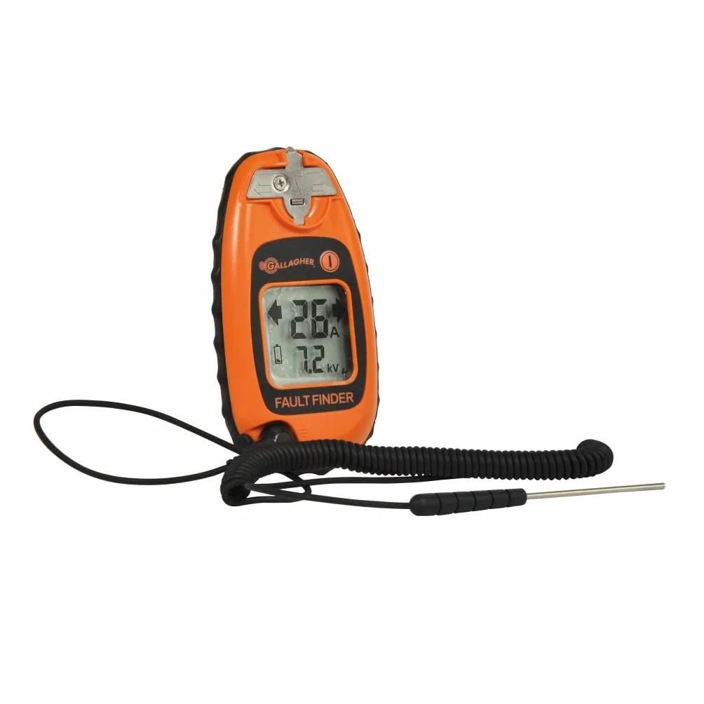 Gallagher Fault Finder – Comprobador de corriente para valla de pastos – Comprobador de vallas para comprobar de forma segura la tensión en la valla – Diseño compacto y práctico - Pantalla LCD