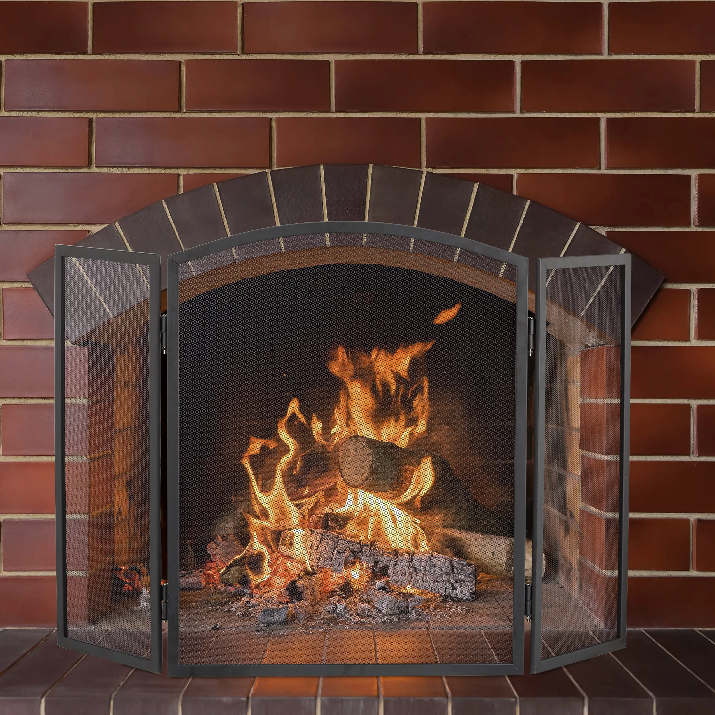 Relaxdays 10022304 - Protector de Chimenea para Niños, Negro, 3x96x62 cm