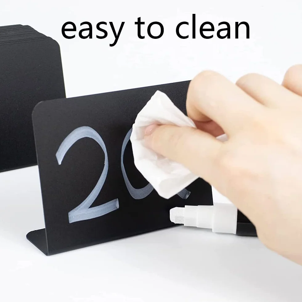 10 Piezas Mini Letreros de Pizarra Negra Reutilizables en Forma de L para Etiqueta de Precio