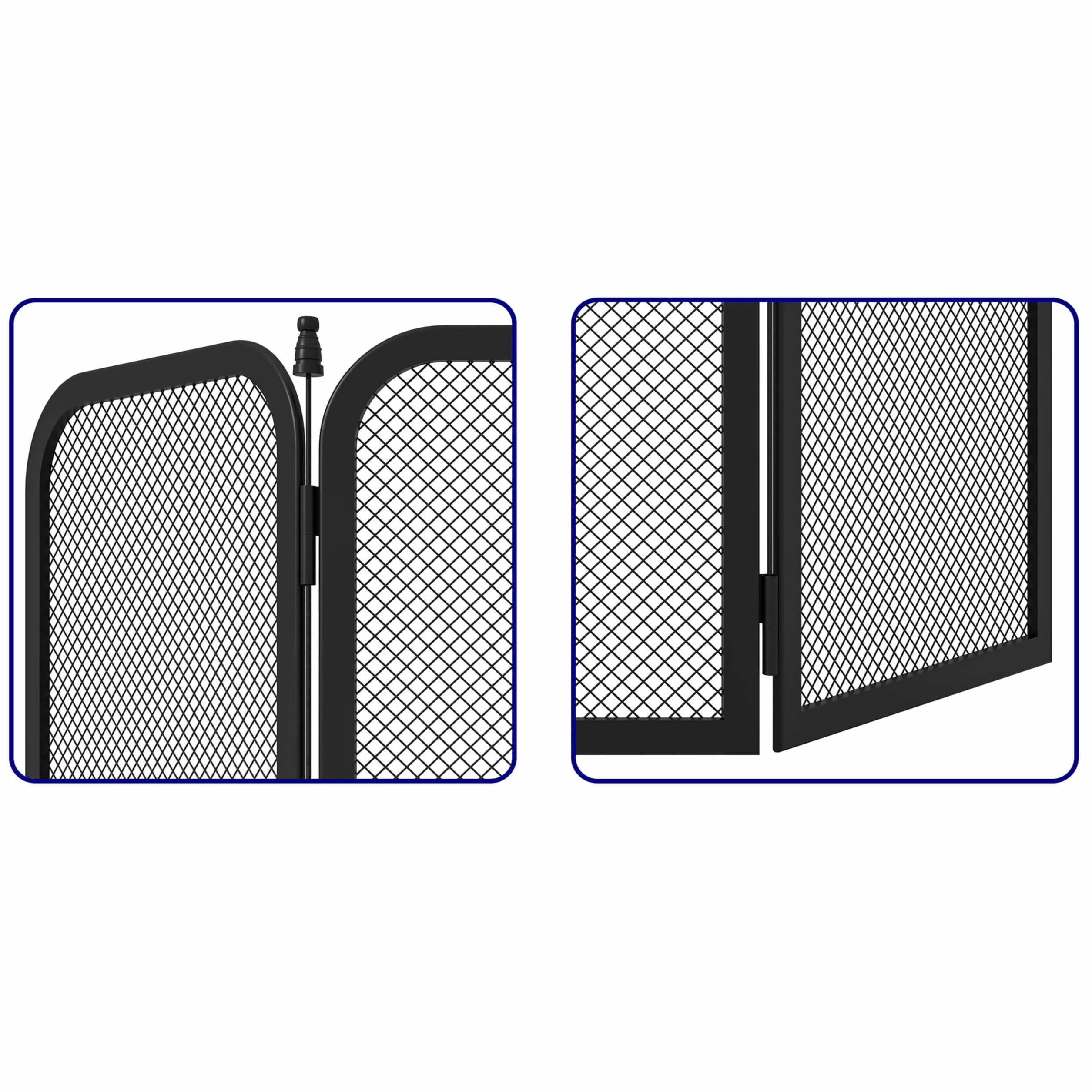 Kinson - Protector de chimenea negro – 96,5 x 53 cm – Protector contra incendios de seguridad para quemadores de leña, quemadores de troncos e incendios abiertos – Protector de seguridad para bebés