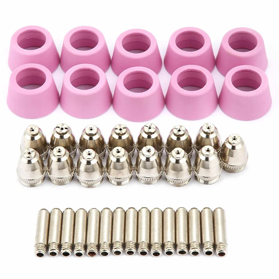 Boquillas de electrodo, AG60 SG55 Cortador de plasma Antorcha de corte Consumibles Boquillas de electrodo Kit de tazas (40 piezas/juego)