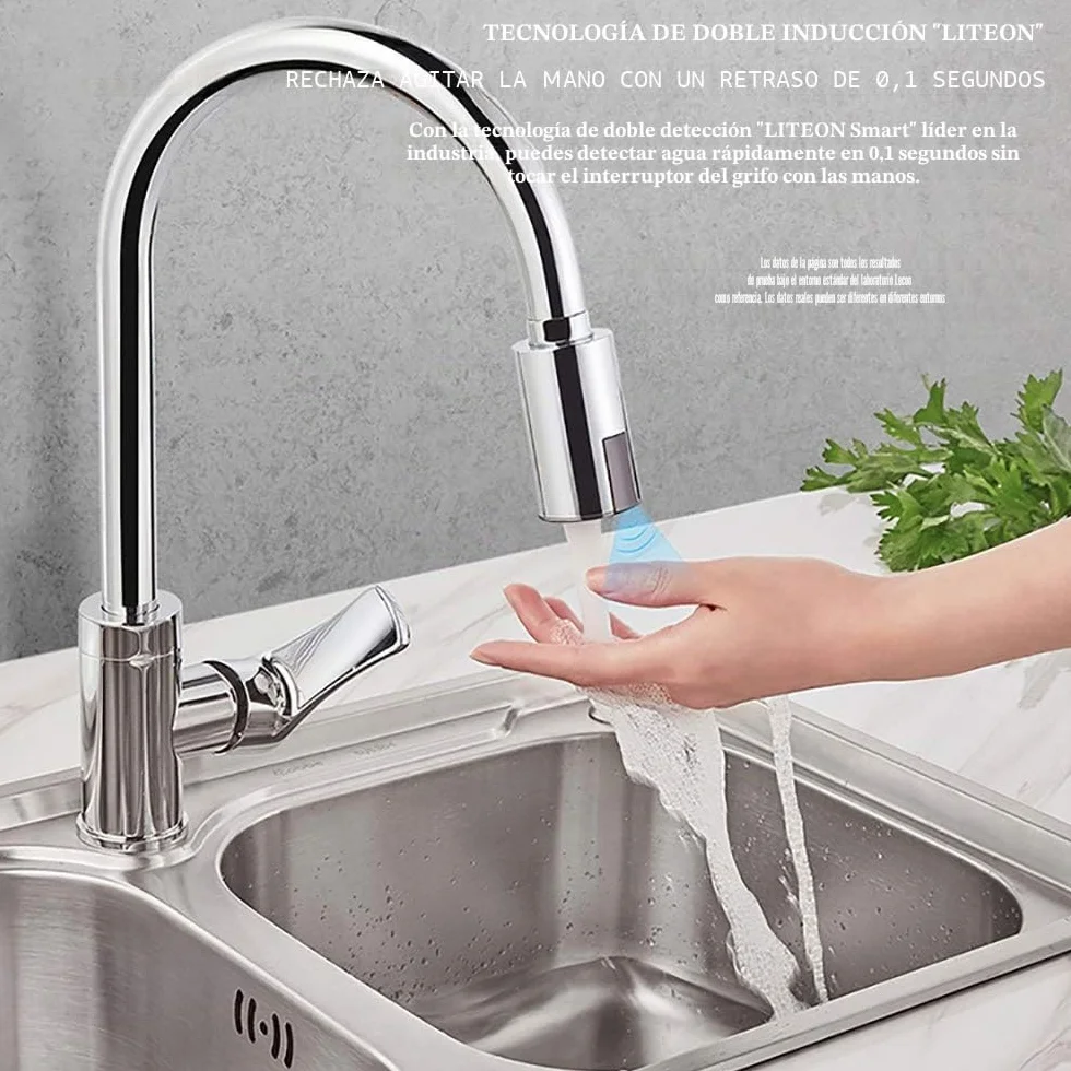 MOSINITTY Grifo Inteligente Sensor USB Ahorro de Agua sin Contacto Automático Inducción Infrarroja
