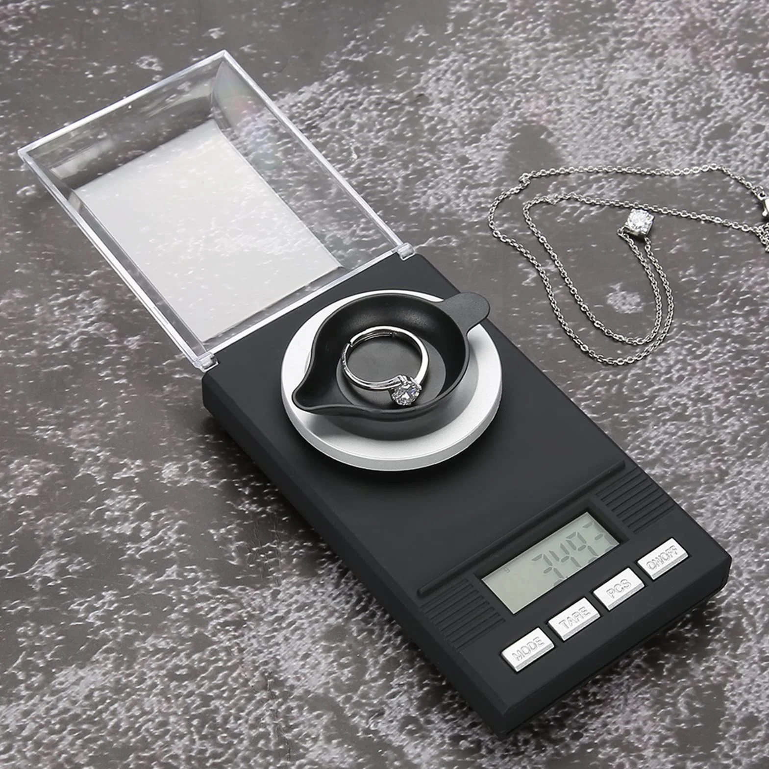 Báscula Digital de Miligramos para Joyería, 10G, 20G, 50G, 100G, 0,001G, Precisión, Conversión de 6 Unidades, Luz Trasera Azul, Báscula de Pantalla Digital con (100 gramos)