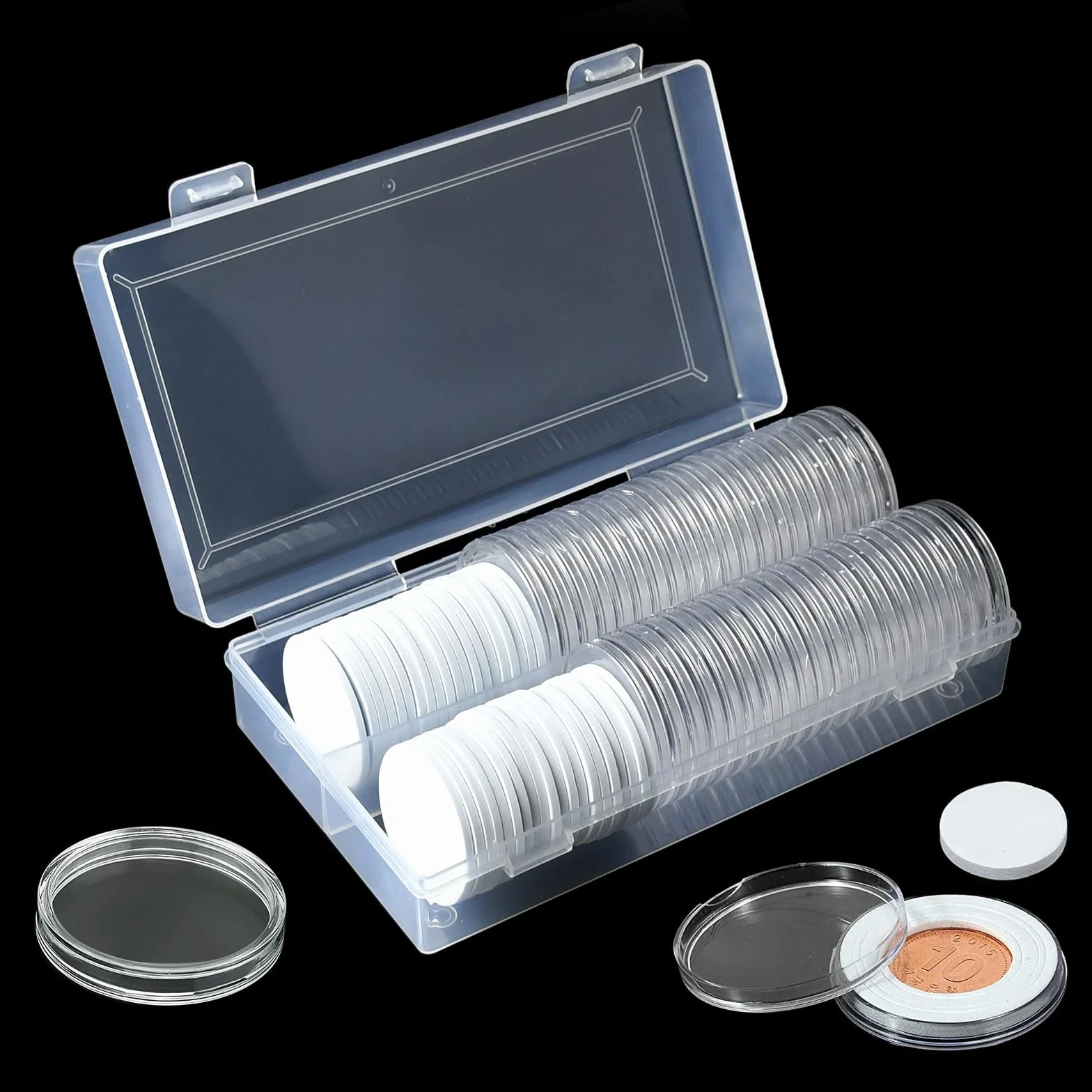 Juegos de Cápsulas para Monedas, Portamonedas de 46 mm, 40 Caja para Monedas Exposición