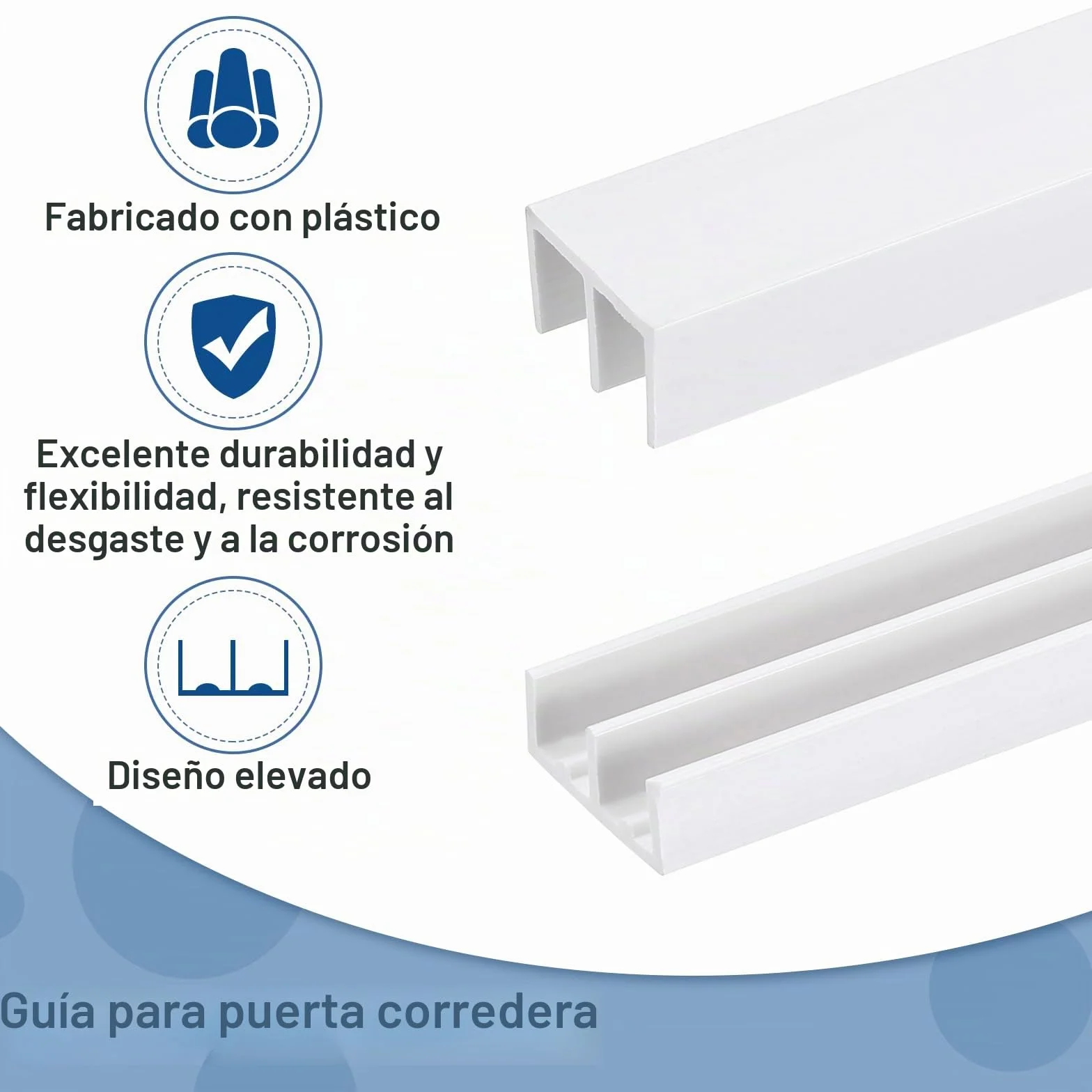 sourcing map Juego de rieles de plástico blanco para puerta corrediza y ventana de vidrio, riel para paneles de 1/4 pulgada, para armarios y puertas de vidrio