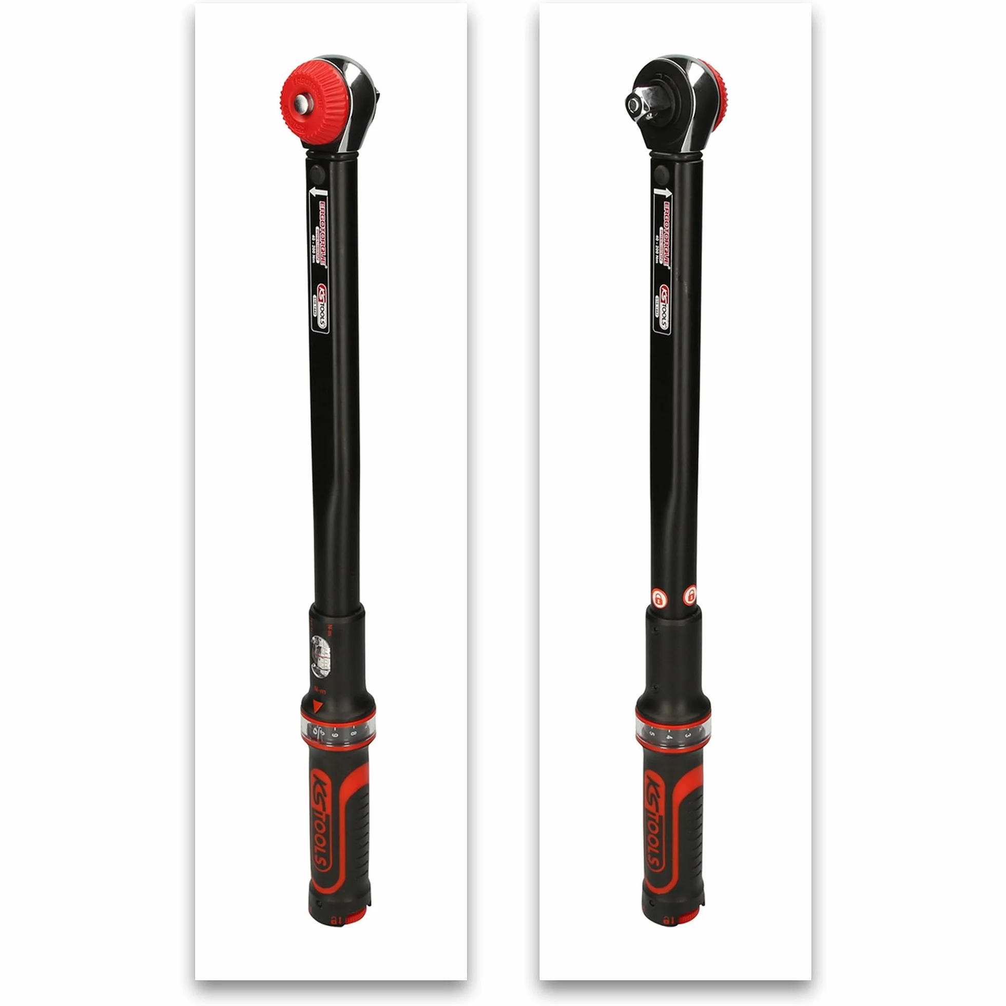 KS Tools 516.1442 1/2" Llave dinamométrica ERGOTORQUE®precision con cabezal de carraca de cambio de posición por mando giratorio 40-200Nm