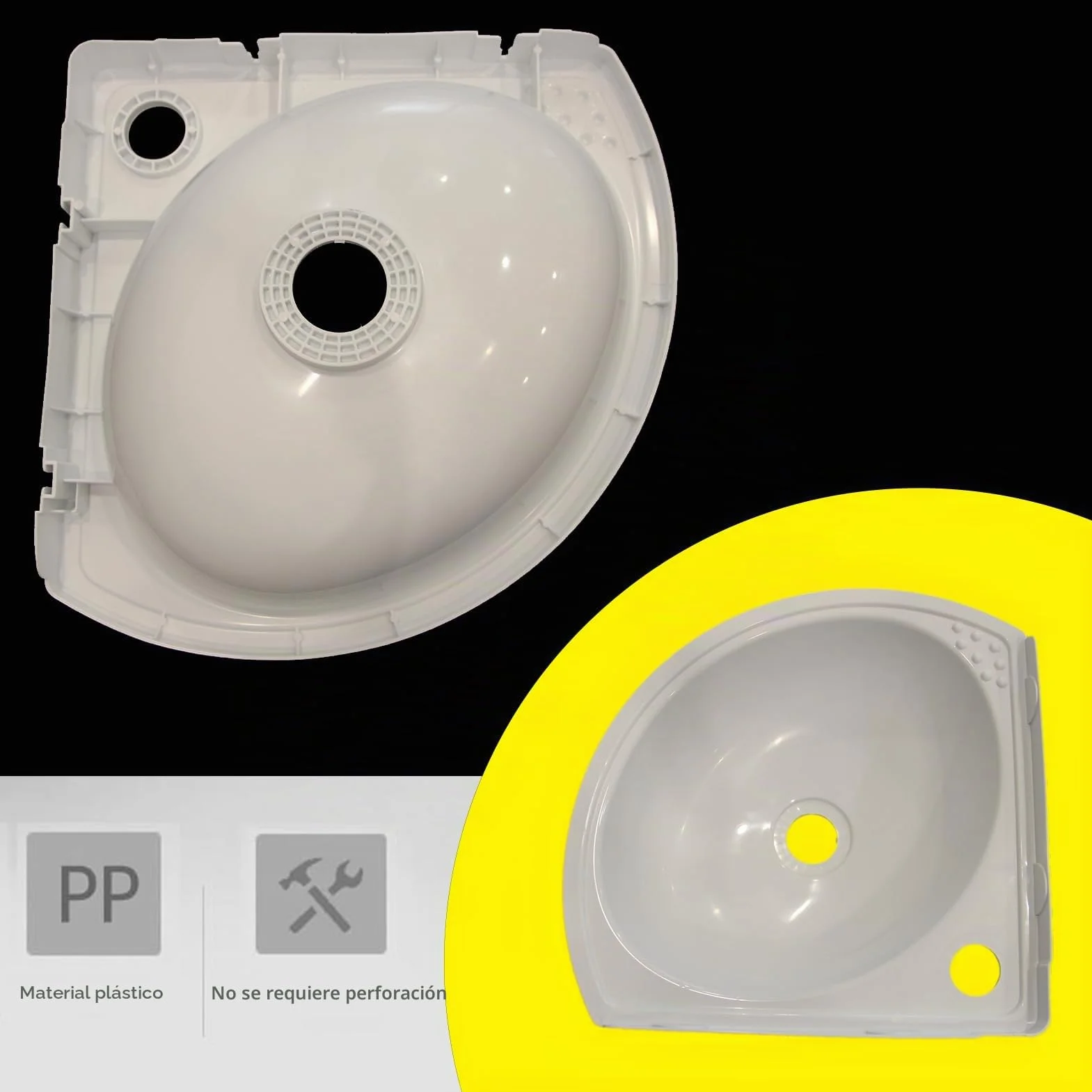 Lavabo de plástico de color, pequeño lavabo de esquina para lavarse las manos, fregadero de pared de plástico, mini lavabo, lavabo para autocaravana, fregadero para jardín, camping, sótano