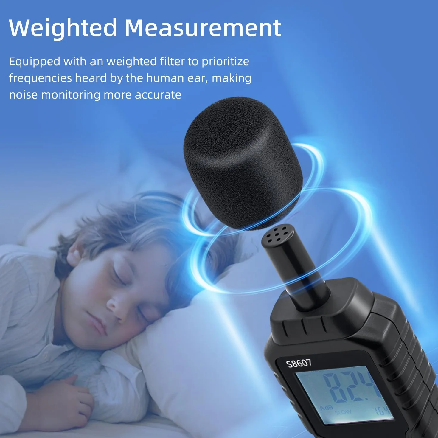 Sonómetro Medidor de Decibelios 30-130 dB Digital Decibelímetro Nivel Sonido