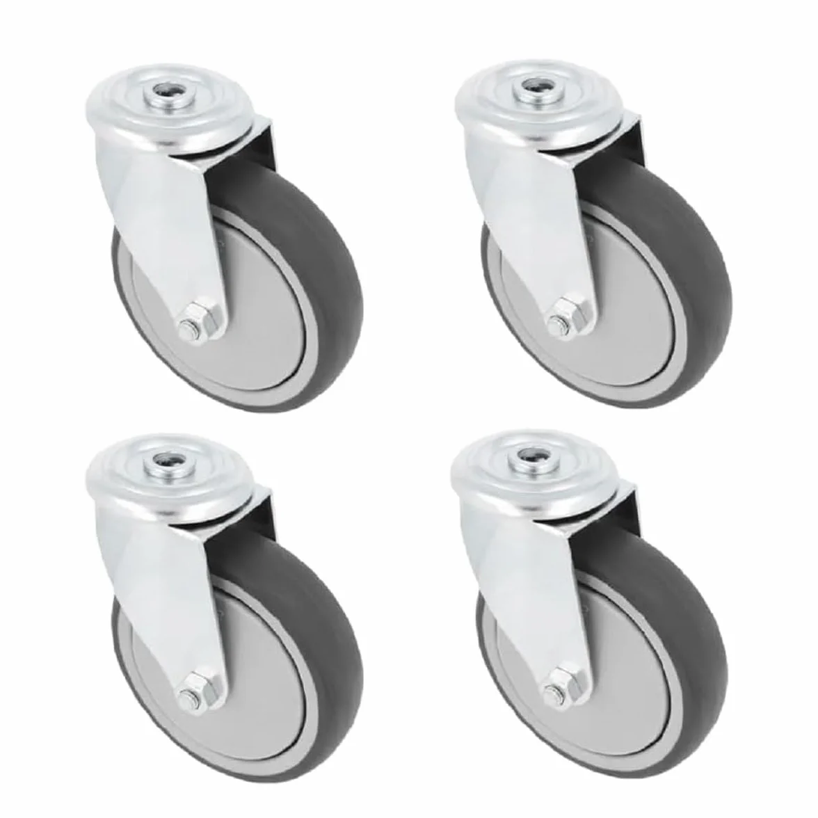 Amig- Pack de 4 Ruedas para Muebles - Con Agujero- Ø100 mm - Carga Máxima por rueda 110 kg- Pletina de Acero- Fabricada con Goma- Sin Freno- Ideales para Mover Equipos Industriales y Muebles Pesados