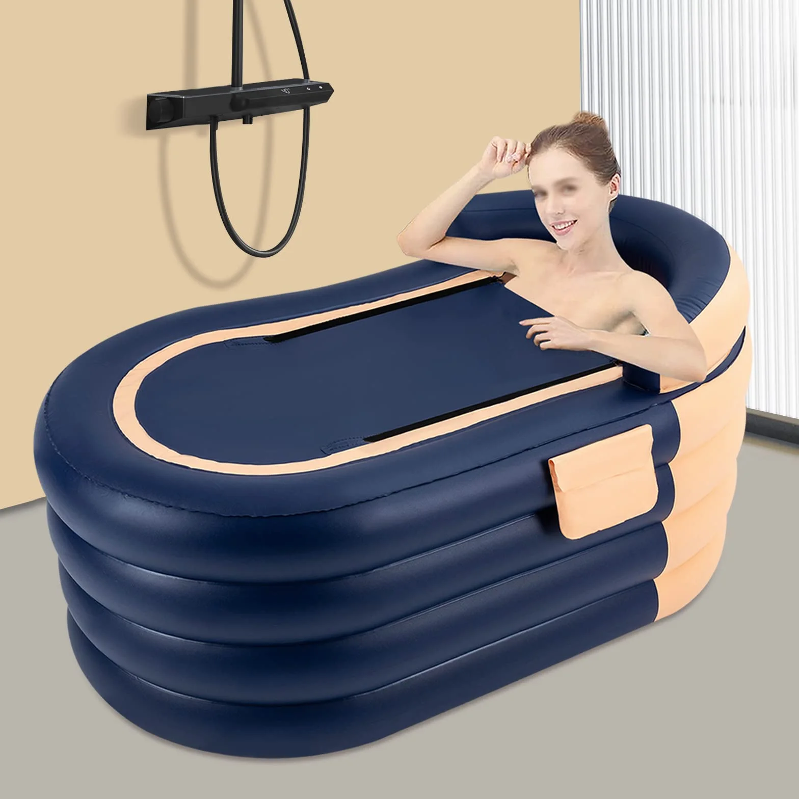 BañEras Inflables para Adultos, Plegable Inflatable Viaje Bathtub, PortáTil BañEra con Cubierta de Cremallera y Bolsa, para Baño Caliente y Hielo, 84 X 140 X 74 cm