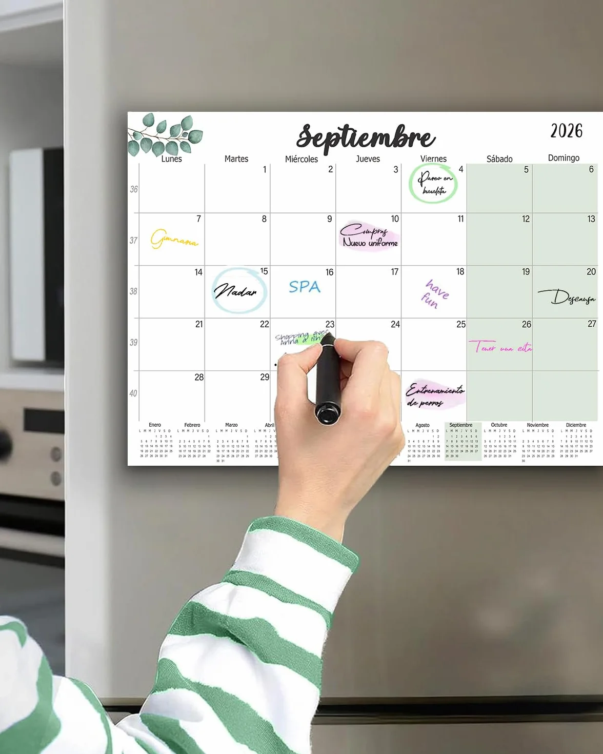 Calendario Magnético Nevera 2026 2027 A4, Planificador Mensual Familiar Español