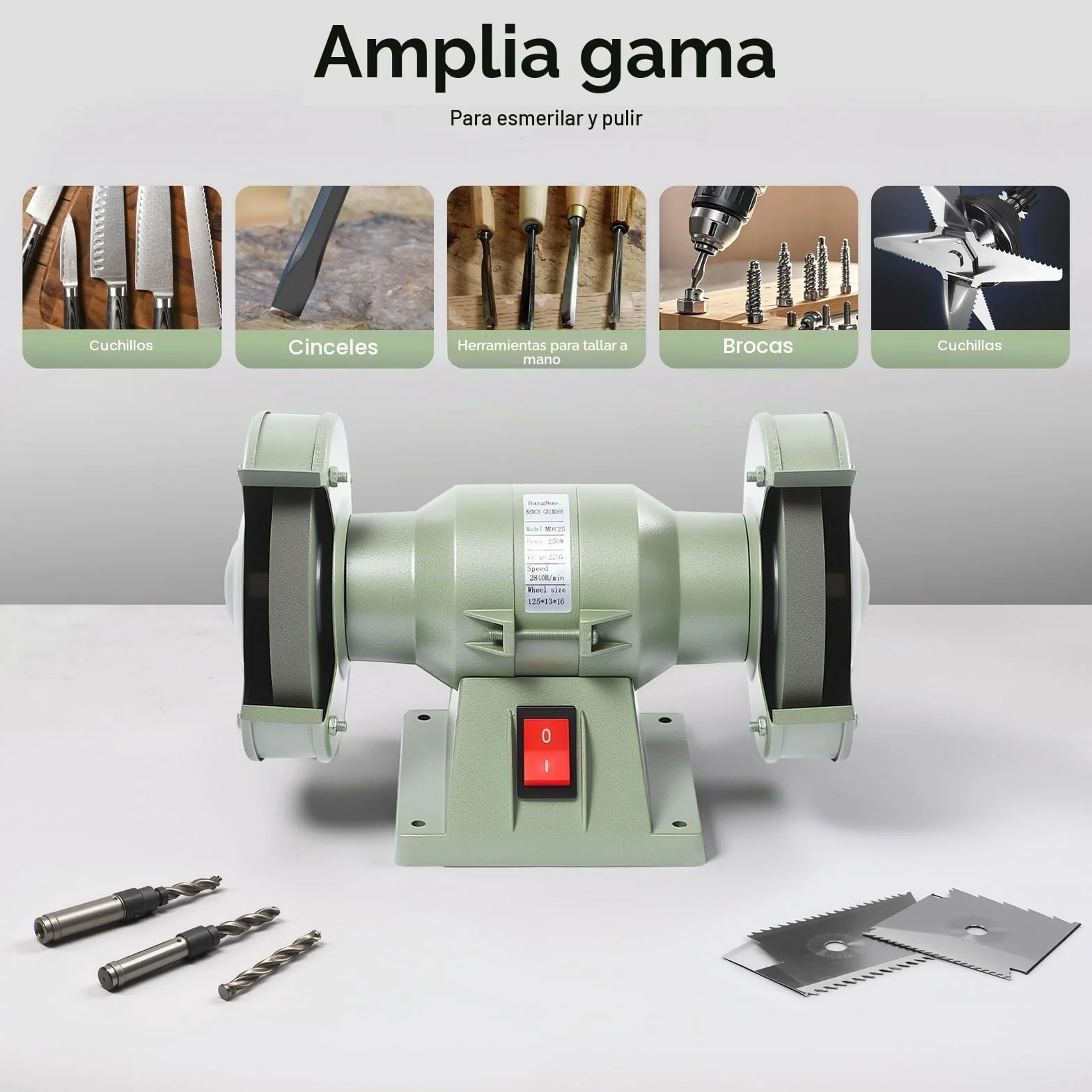 Mini Lijadora de Banda, Amoladora Doble 250 W 220 V Ø 12,5 cm