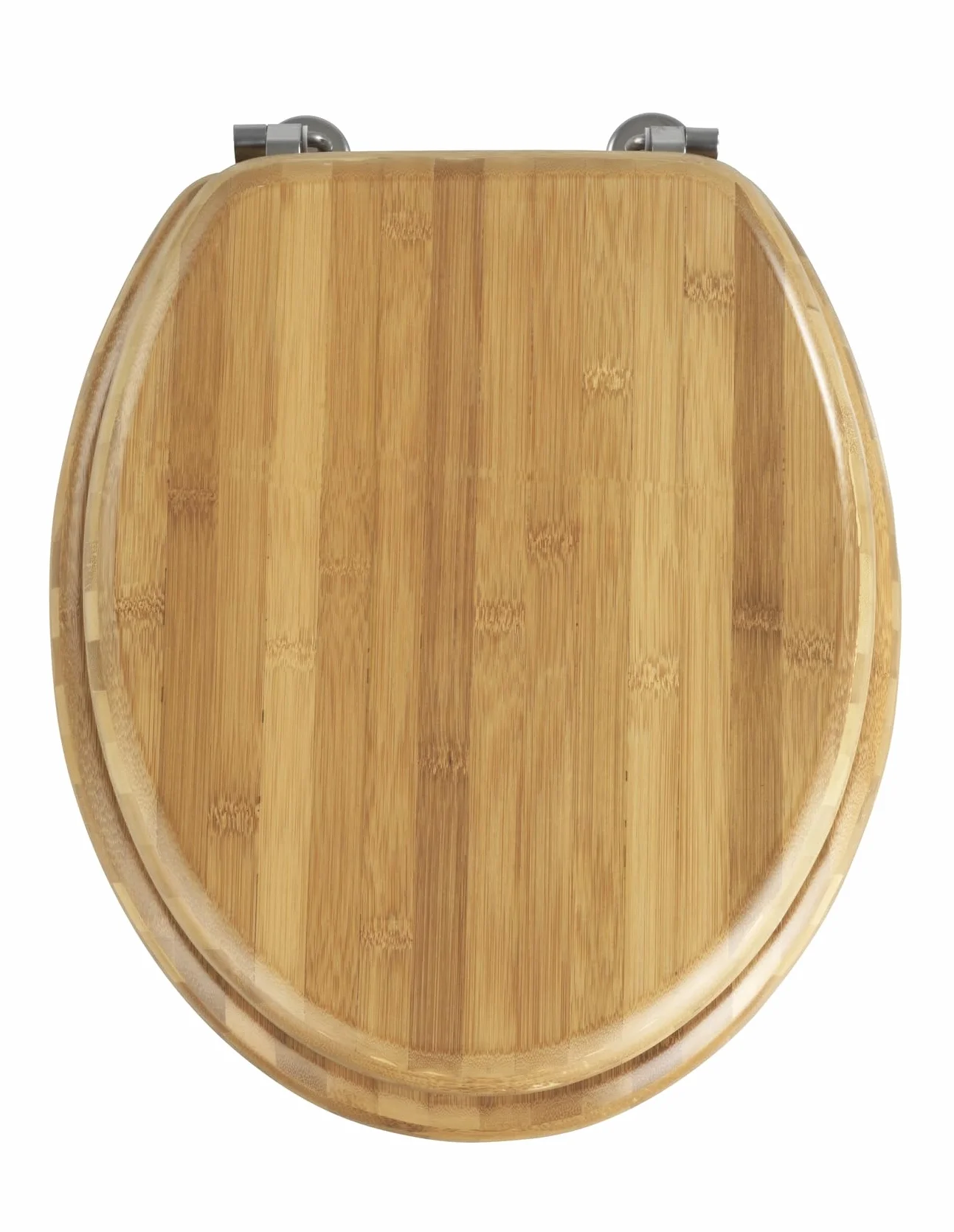WENKO Tapa de WC Bambus - sujeción de metal- cromo, Bambú, 34.5 x 41.5 cm, Marrón oscuro
