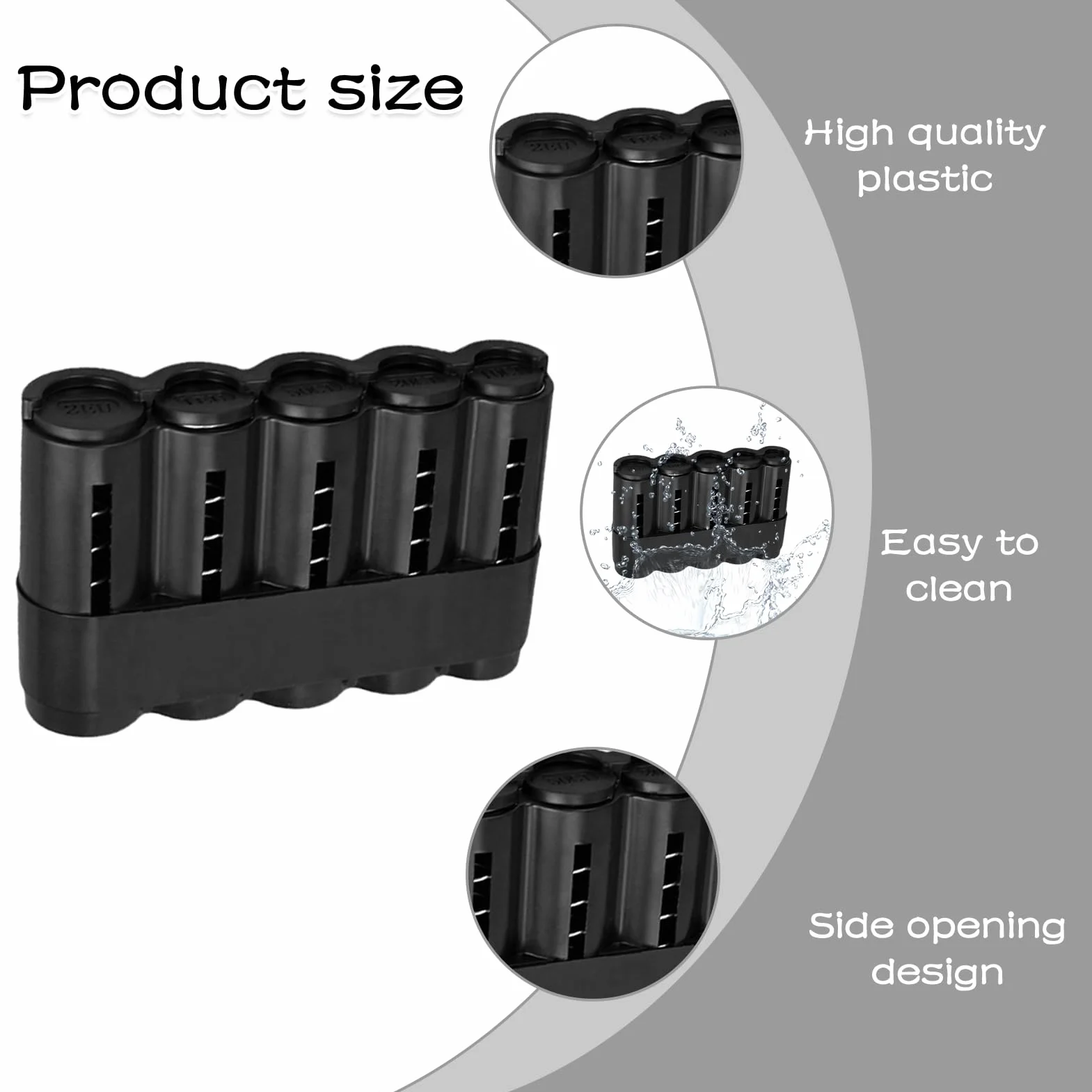 Caja para monedas dispensador de plástico negro 5 denominaciones 2EU 1EU 50CT 20CT 10CT
