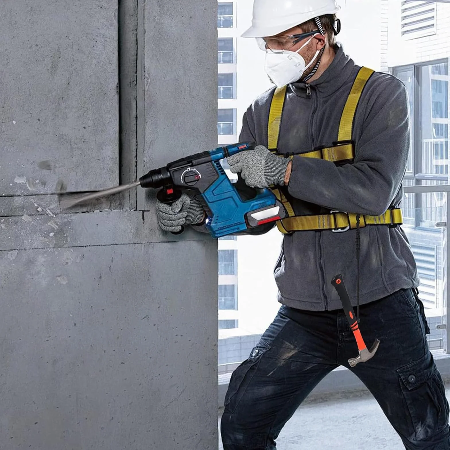 Herramientas de seguridad con mosquetón, cuerda extensible para altura