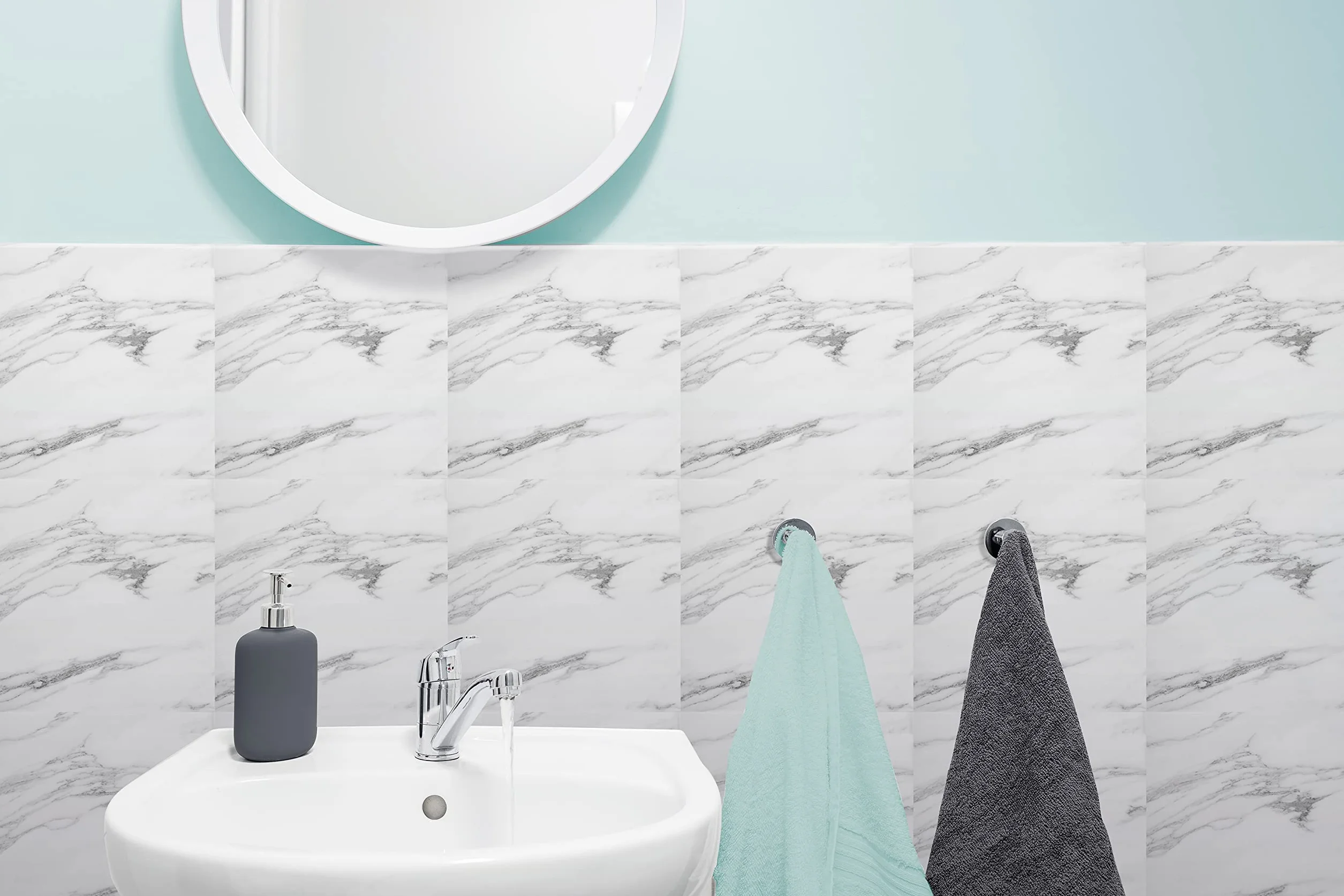 d-c-fix 6 vinilos azulejos adhesivos de pared Mármol premium 30x30 cm - impermeable y lavable - paneles decorativos pegatinas baldosas decoración revestimiento PVC - para baño, cocina