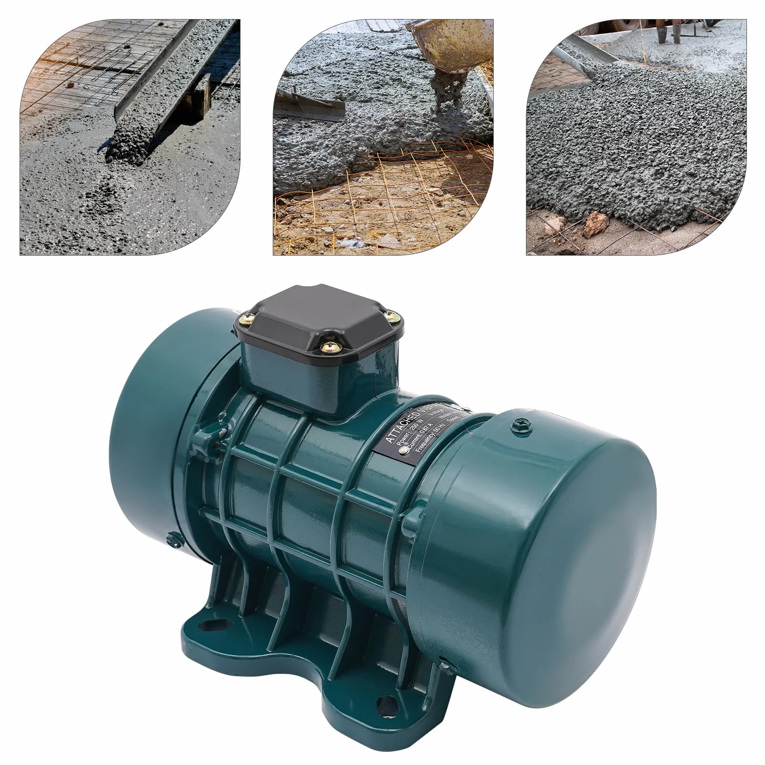Motor de vibración para hormigón, 250 W, eléctrico para mezcla de hormigón, 2840 rpm, con 150 kg de fuerza de vibración, aluminio, para proyectos de construcción como puentes, vallas, carreteras