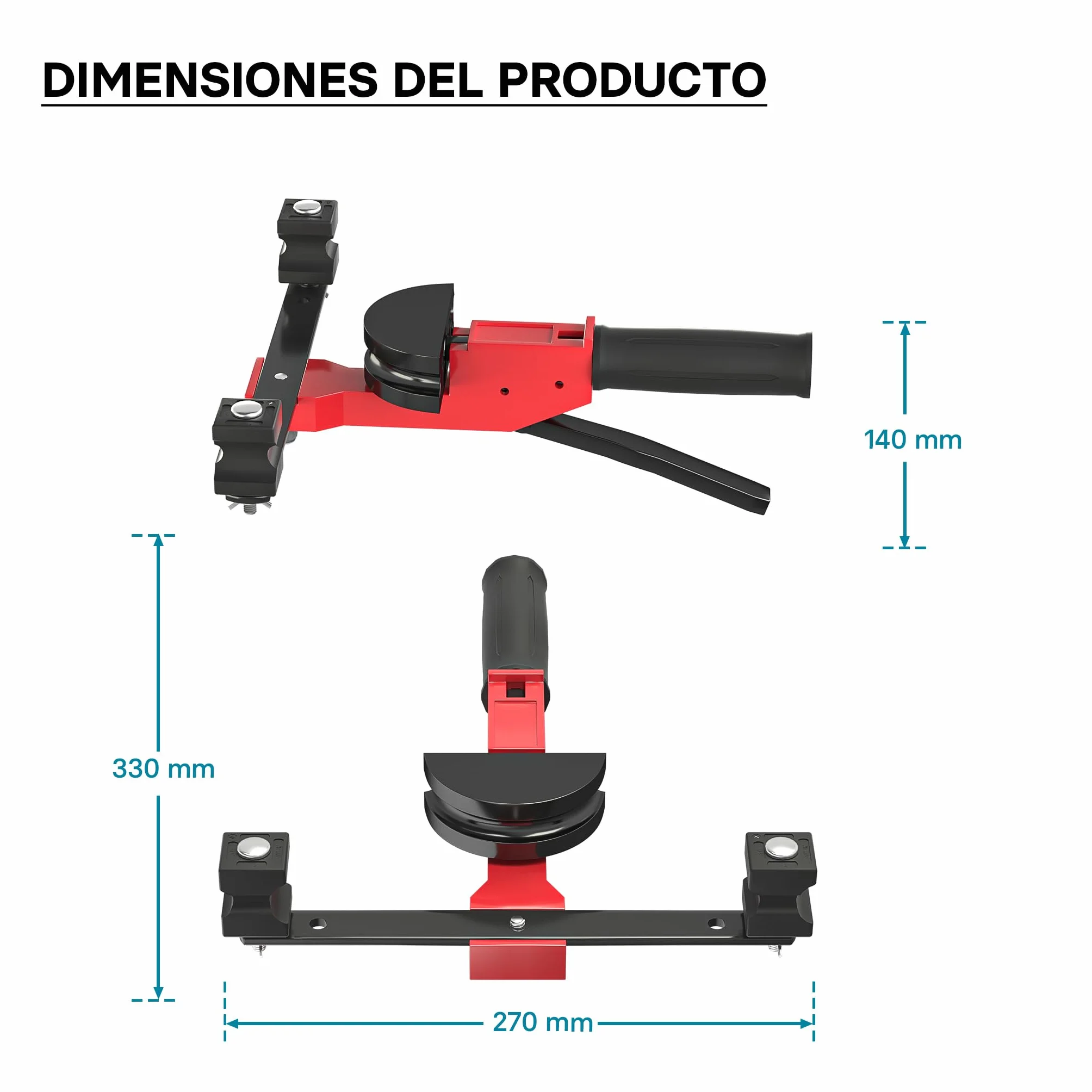 Wiltec Curvadora manual de tubos, para diámetros de 14-32 mm y radios de curvado hasta 90°, dobladora a mano para tuberías de aluminio, cobre y plástico, máquina curvatubos