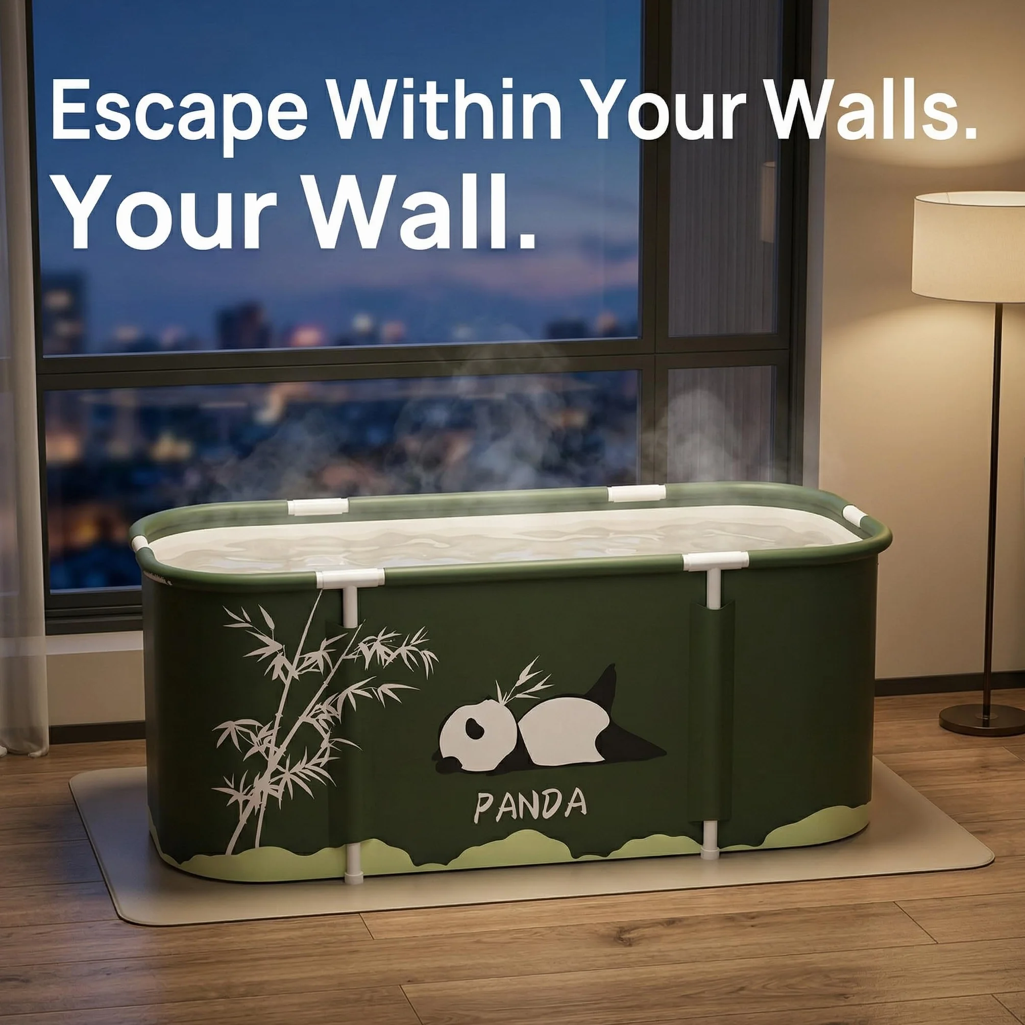 Bañera plegable para adultos, bañera móvil aislada de 6 capas, 115 x 50 cm, con cojín de asiento, tubo de drenaje y bolsa de transporte, bañera plegable reutilizable para el hogar, jardín, camping