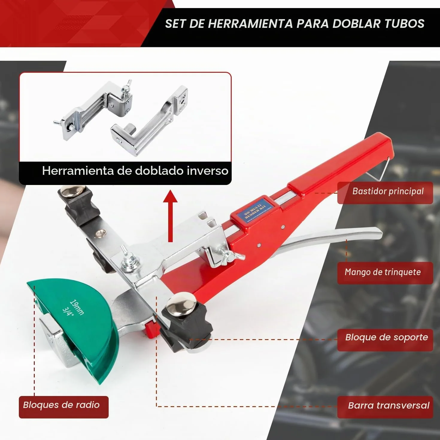 Dobladora de tubos de cobre y tubos de freno manual con cortador de tubos, desbarbador para aire acondicionado, alicates de flexión, línea de freno, herramienta de flexión de 1/4 "- 7/8"