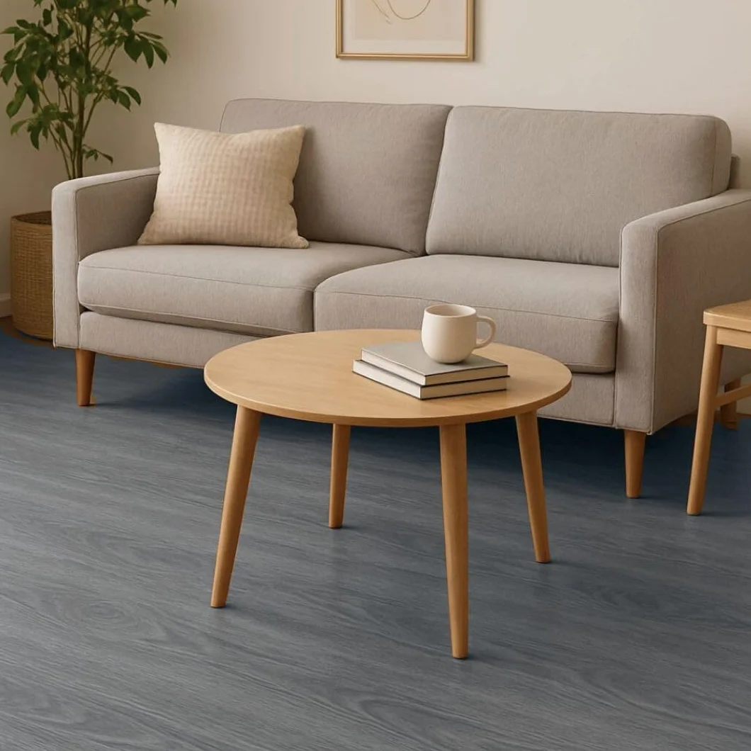 Suelo de Vinilo Para Instalar en Rollo | Suelo PVC Decorativo Hogar, Cocina, Baño, Salón | Suelo Efecto Madera | Suelo PVC Roble Gris Antracita Estriado (140_X_900_CM)