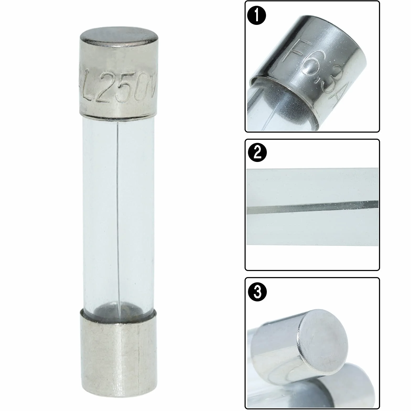 AUKENIEN 15 Valores 150 Piezas 6X30MM 250V Fusibles Cristal 0,5A 1A 1,5A 2A 2,5A 3A 5A 6A 7A 8A 10A 15A 20A 25A 30A de Tubo de Vidrio de Fusión Rápida Surtido Soplo Soplado Rápido Kit Fusible