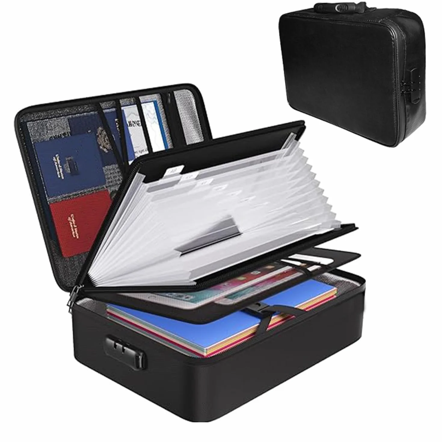 Caja De Documentos Ignífuga,36x28x11cm Organizador De Carpetas,Organizador De Carpetas Ignífugo Resistente Agua Con Cerradura,Para Guardar Documentos De Trabajo Importantes,Certificados,Facturas,Etc.