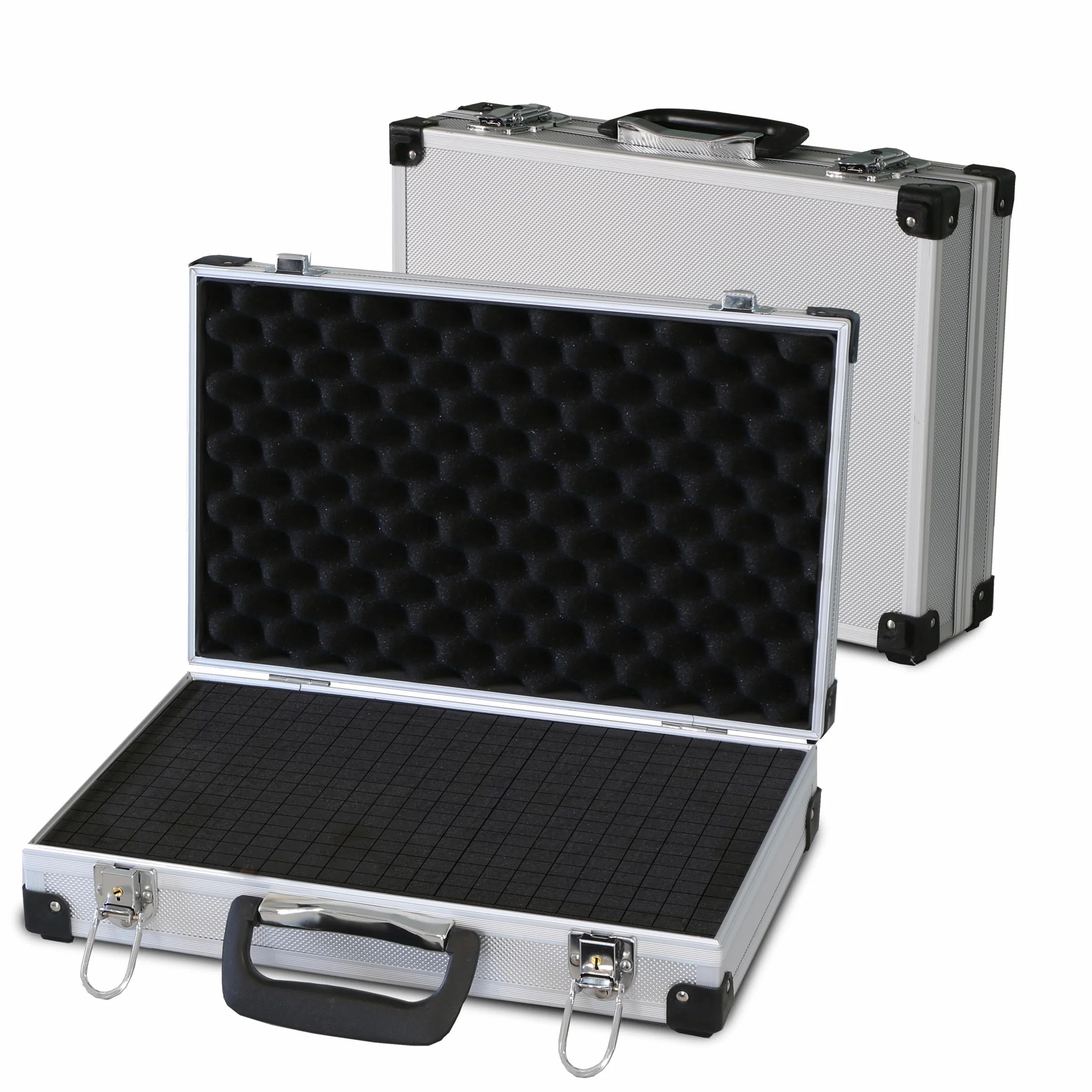 PeakTech 7260 Estuche de transporte de aluminio resistente para instrumentos de medición, acolchado de espuma, L - 370x80x230 mm