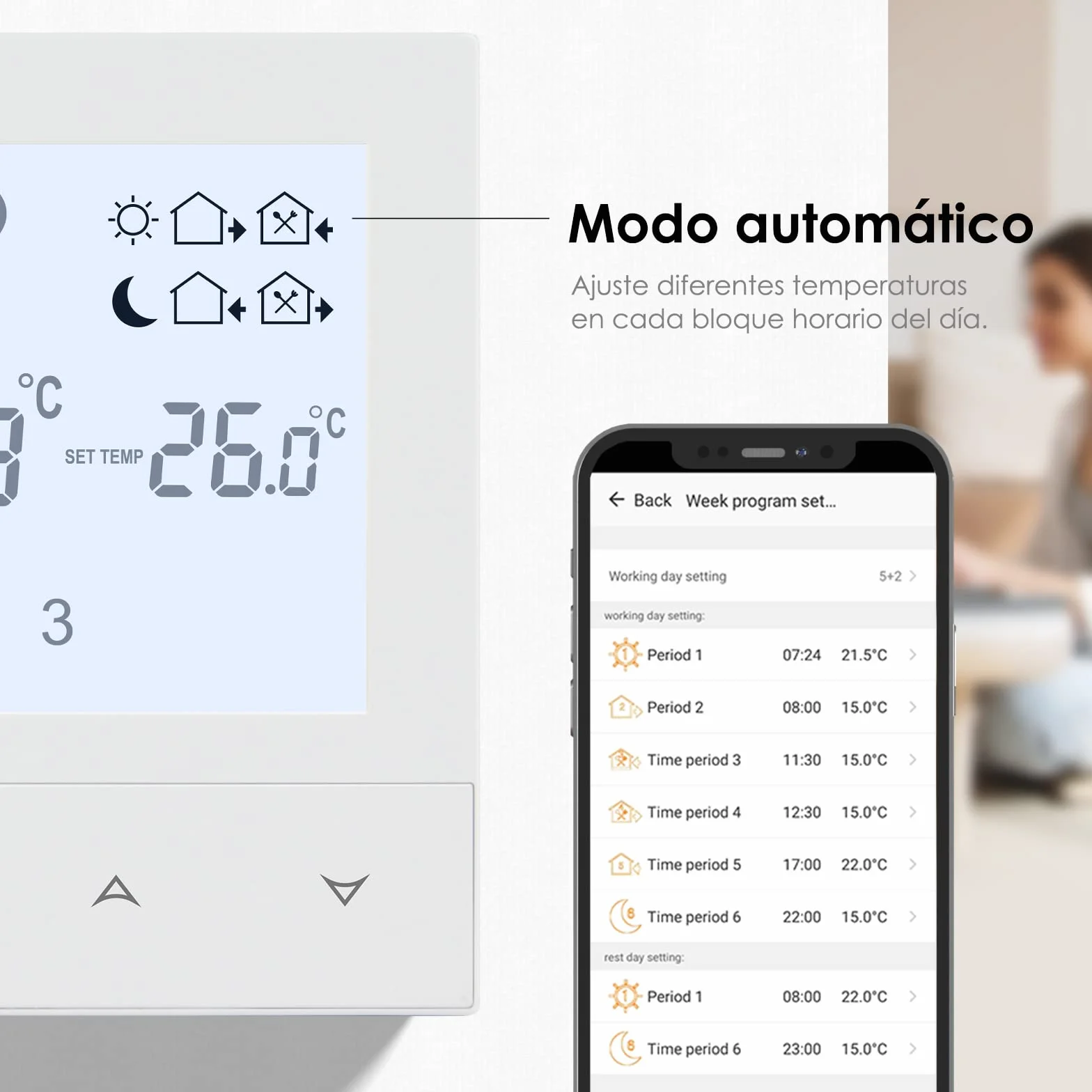 Termostato Caldera WiFi Beok Calefaccion de Gas Natural Agua.Programación Digital Inteligente Compatible con Alexa y Asistente de Google.Termostato Inalámbrico Integrado 3A TDS72-WIFI-WPB