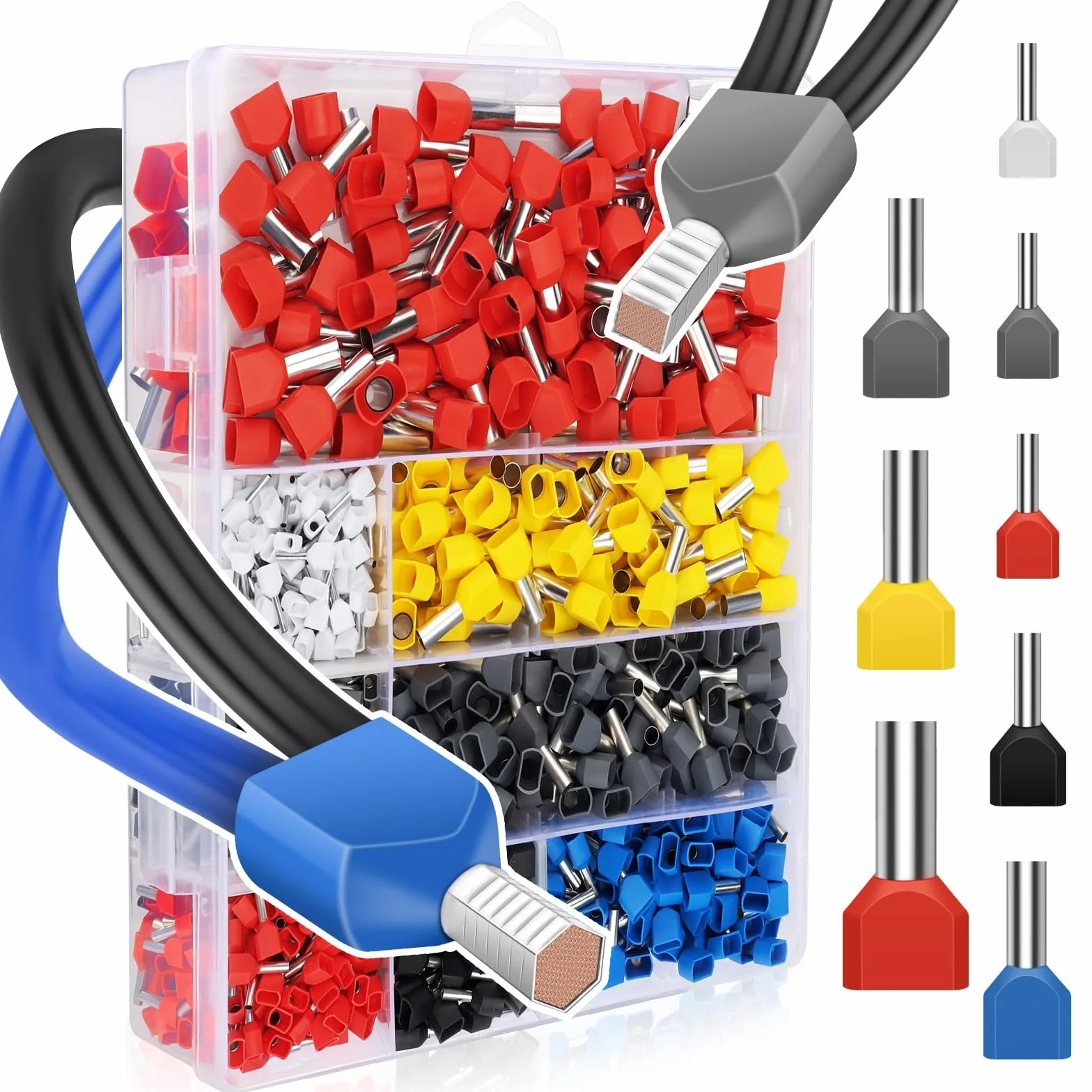 Lytool 750 Piezas Doble Terminales Cables Eléctricos 0.5-10mm² Kit de Conectores