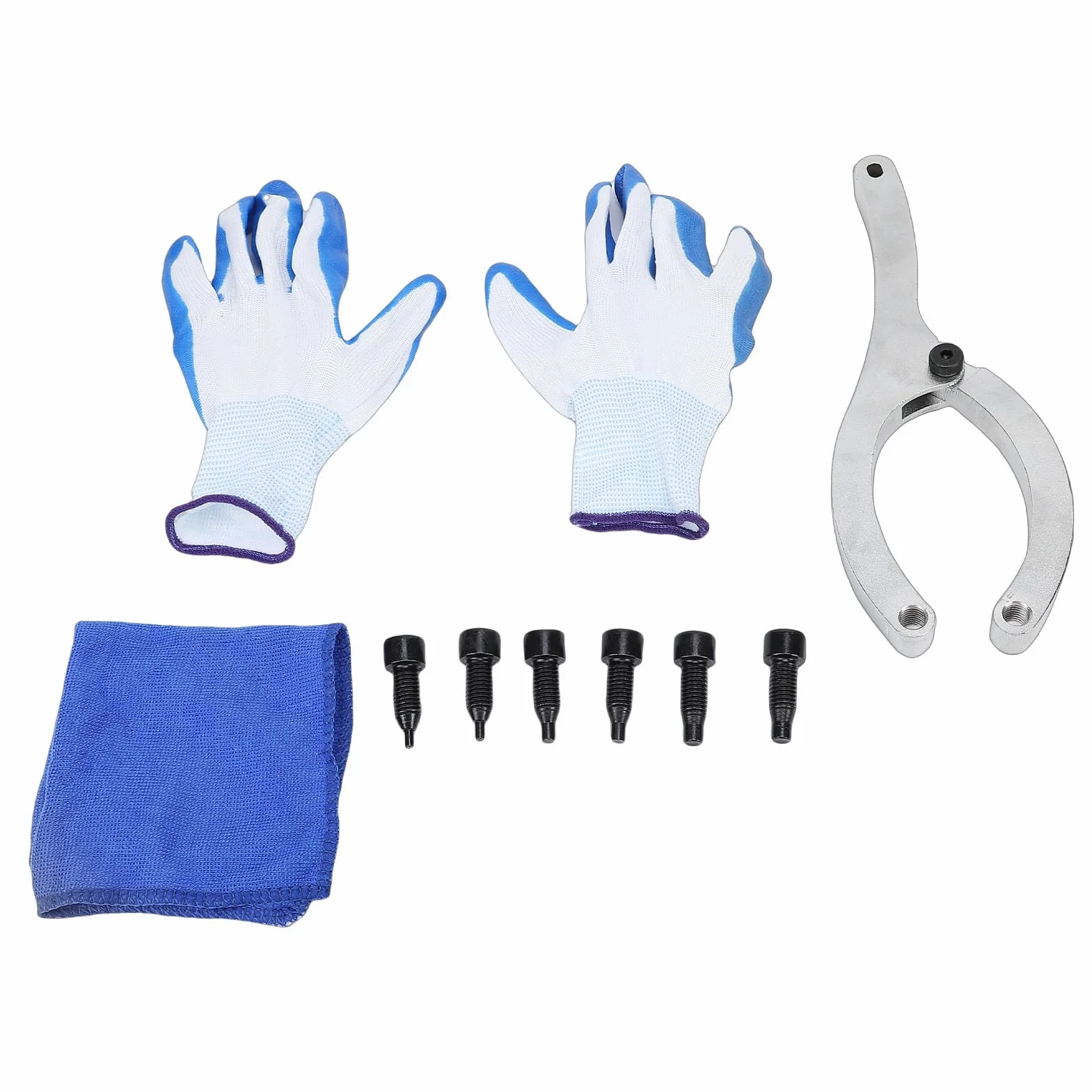 FTVOGUE Llave para Tuercas de Prensaestopas, Llave Ajustable de 11 Pulgadas para Sellos de Aceite de Alta Resistencia con para Cilindros Hidráulicos, Incluye 2 Pasadores M4, 2 Pasadores