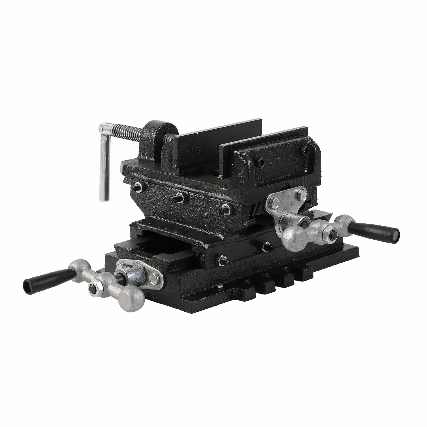 KATSU Tornillo de Banco Cruzado 3" 75mm, Resistente Tornillo de Prensa de Taladro de Banco de Mesa de Deslizante Cruzado Mecánico de 2 Ejes para Fresadora Taller