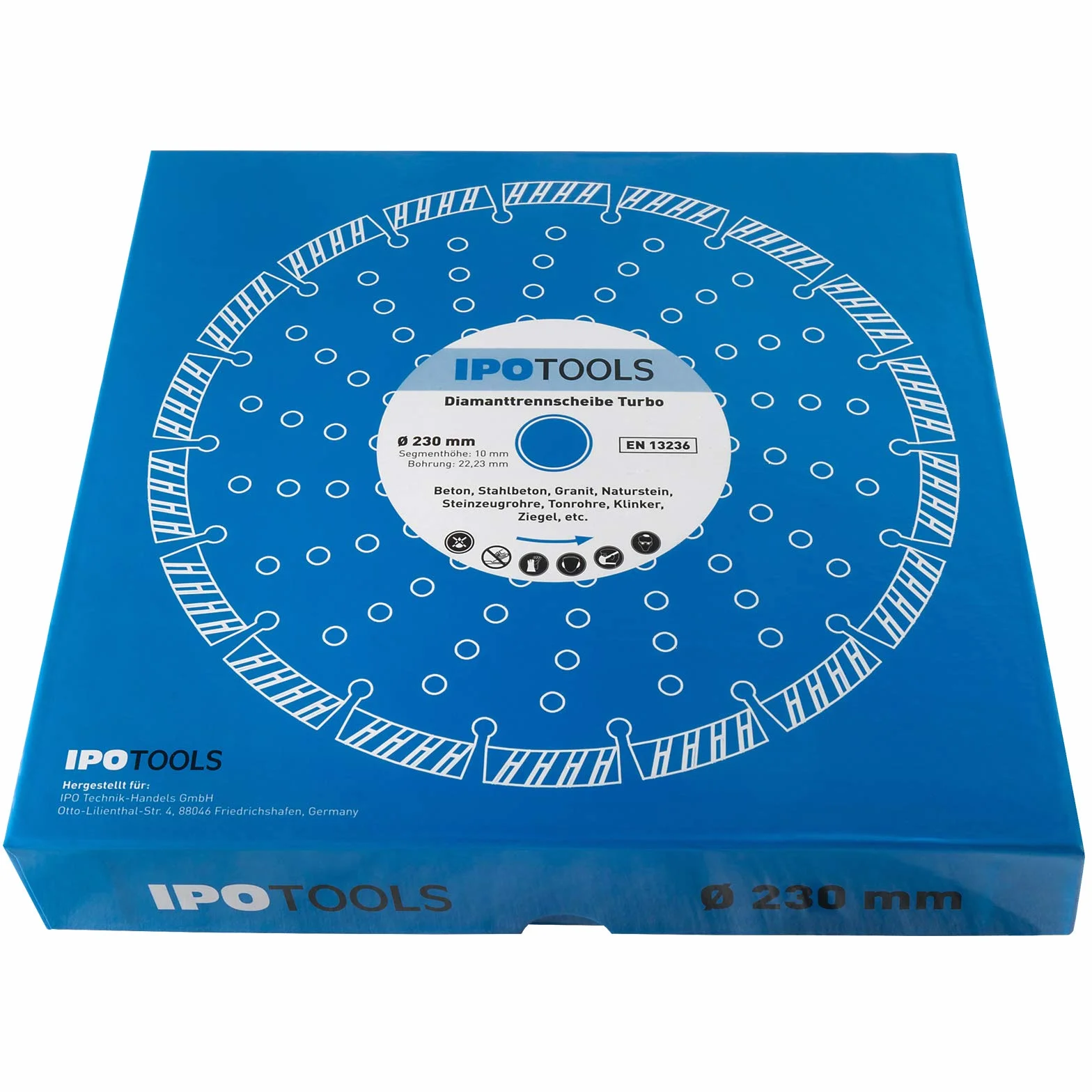 2 discos de diamante de 230 mm, turbo para hormigón, hormigón armado o piedra, corte de 10 mm