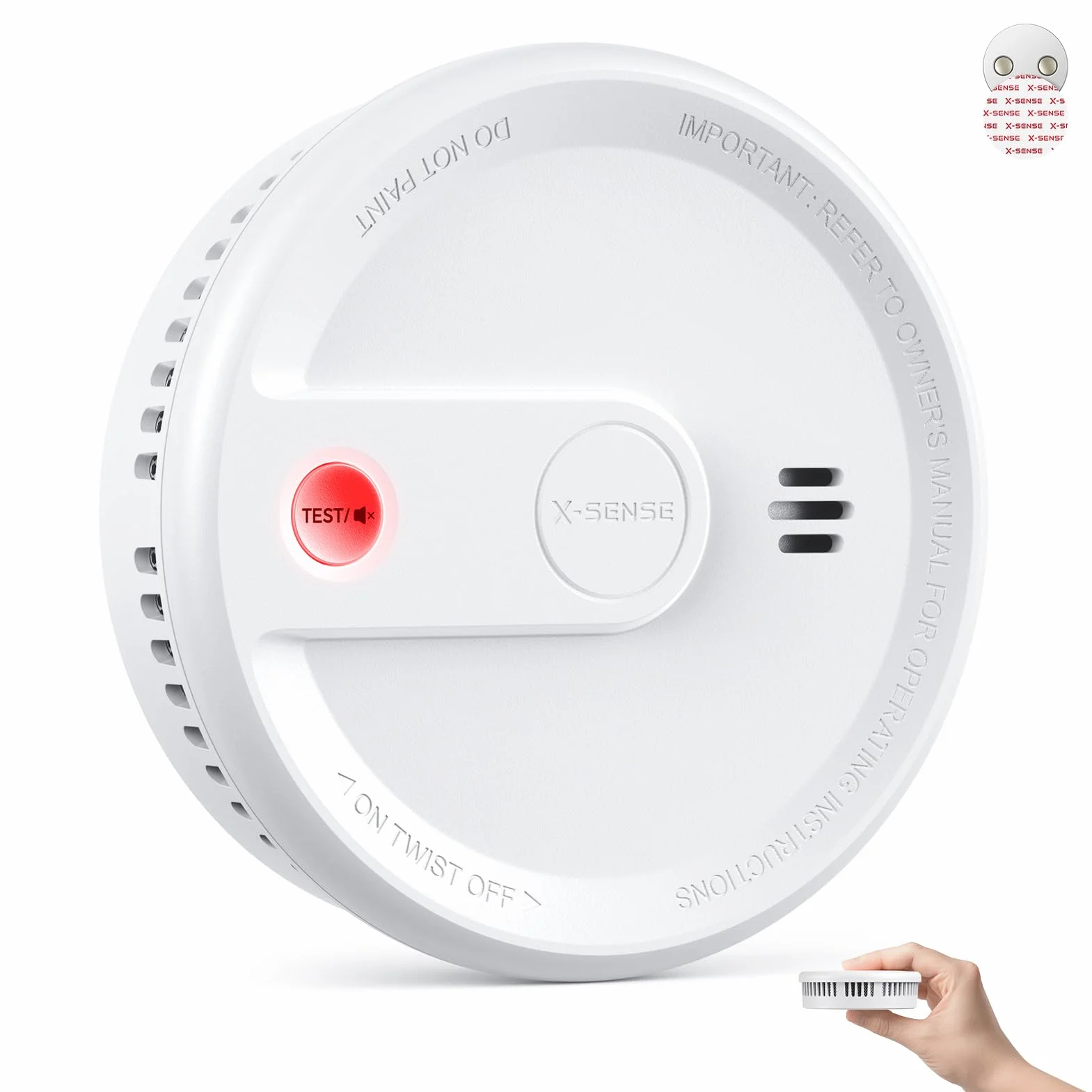 X-Sense Detector de humo con 10 años de vida útil de la batería, alarma de incendio magnética sin perforación, modo de espera sin parpadeo, ultrafino, botón de prueba/silencio, XS0G-SN, pack de 1