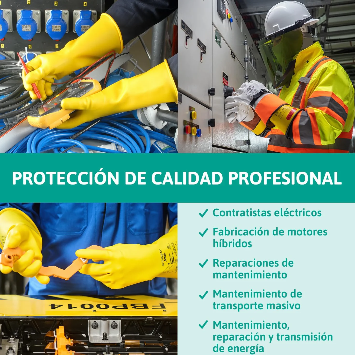 Ansell ActivArmr Guantes Aislantes Dieléctricos, Protección Eléctrica Class 0, Tensión 1000V, Trabajos con Electricidad, Látex de Caucho Natural, 36 cm, Amarillo, Talla M, 1 Par