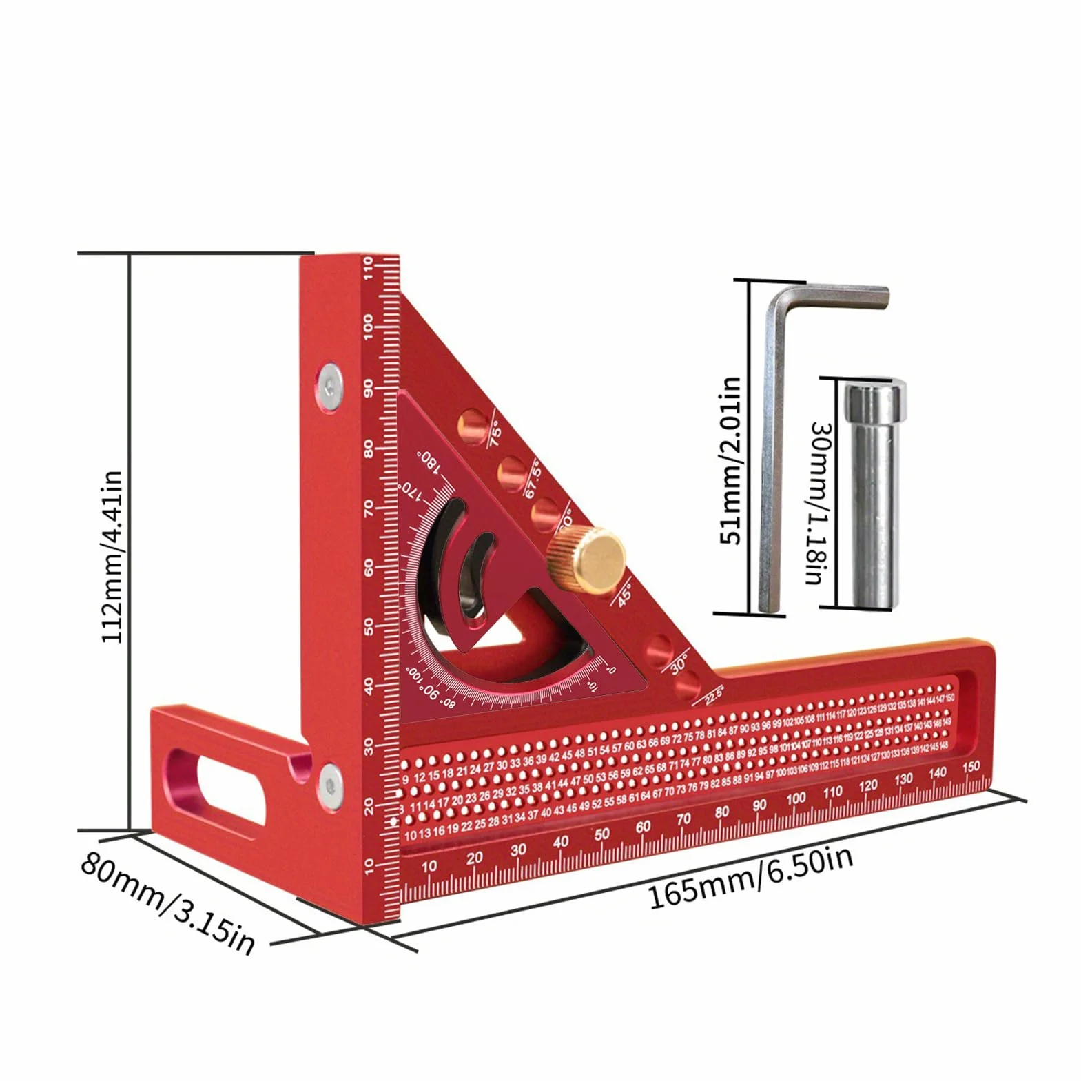 Escuadra de Carpintero 3D Herramientas Para Construcción De Precisión | Herramientas De Carpintero Para Medición Con Escuadra Combinada para Taller de Carpintería y Montaje
