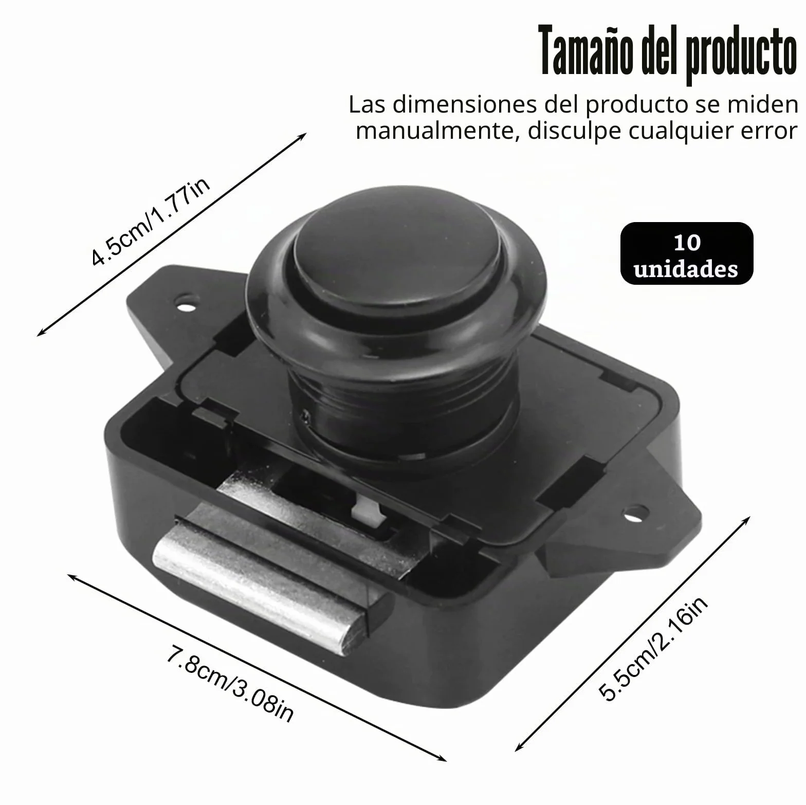 Cerradura para puertas móviles, 10 piezas, para autocaravanas, caravanas, yates, armario, color negro