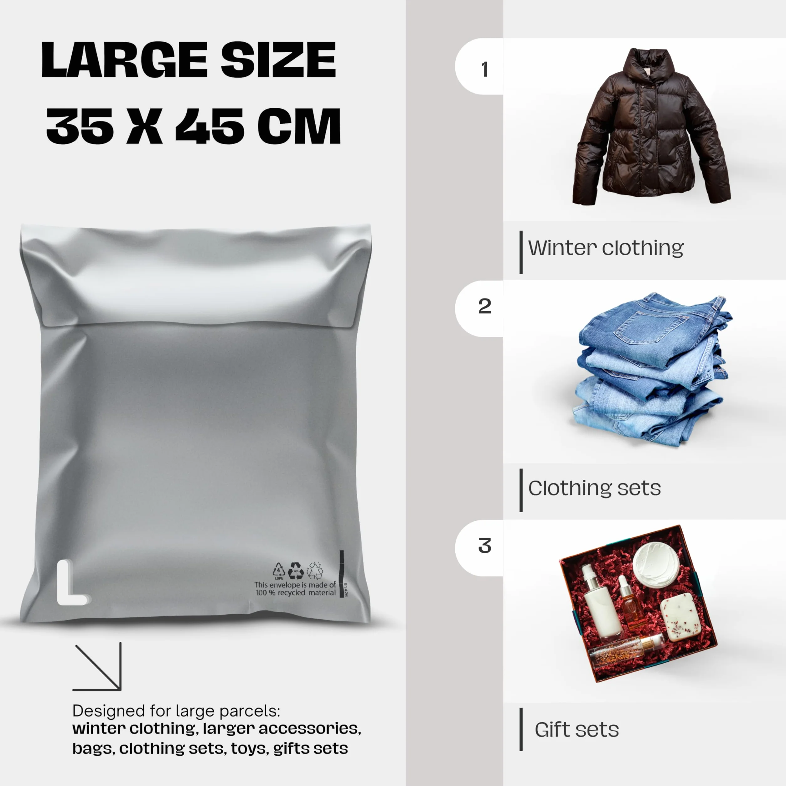 RAGO Bolsas de Envío Plástico 35x45 cm Sobres autoadhesivos opacos Juego 20 piezas