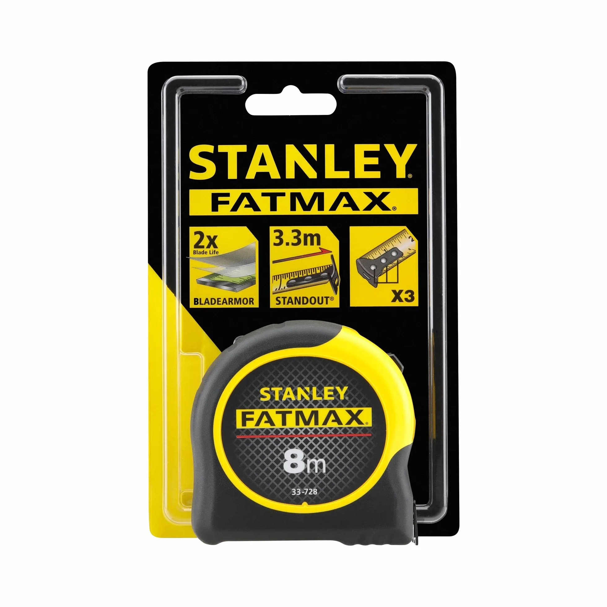 STANLEY 0-33-728 Flexómetro Blade Armor FatMax 8m x 32mm Cinta métrica Mylar