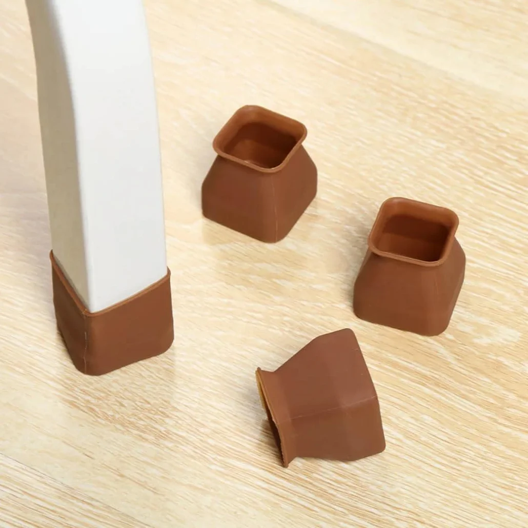 Tapas para patas de escritorio, fundas para pies de sofá, 16 protectores de silicona for patas de silla con fieltro antideslizante, for suelos de madera.