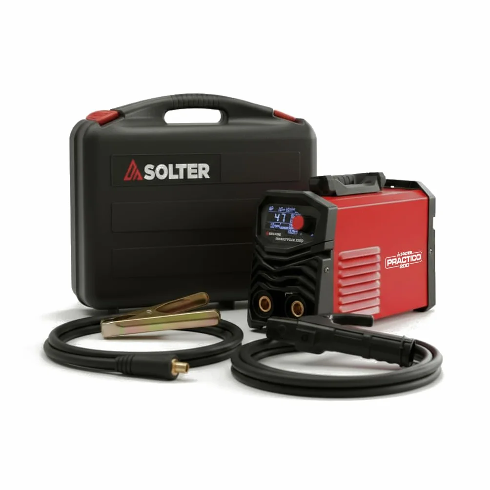 Solter PRACTICO 200 LD – Inverter de Soldadura Profesional MMA/LIFT TIG 200A | Función Pulsada | 230V | Electrodos Ø2,5-4mm | Compacto, Seguro y Potente | Ciclo 30% a 200A