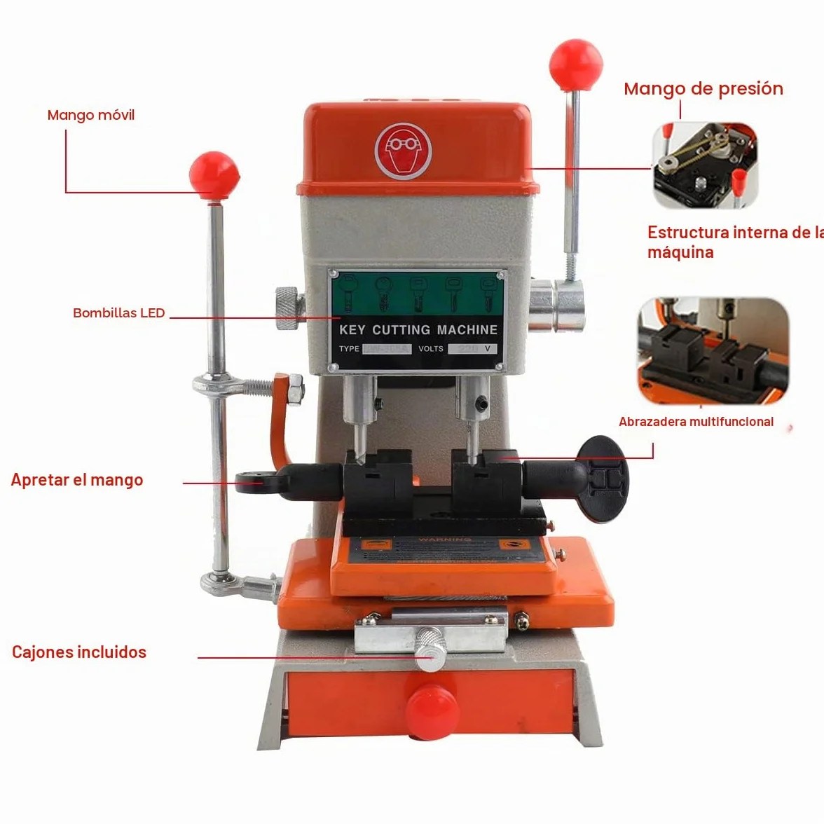 Máquina Copiadora y Fresadora de Llaves - Multiplicador Automático, Herramienta Profesional de Cerrajero 120 W