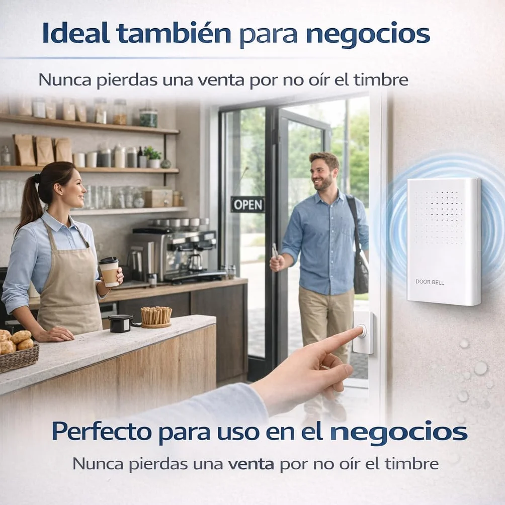 Timbre Eléctrico 12V Cableado para Puerta, Sonido Claro y Potente, Resistente Agua ABS, Hogar