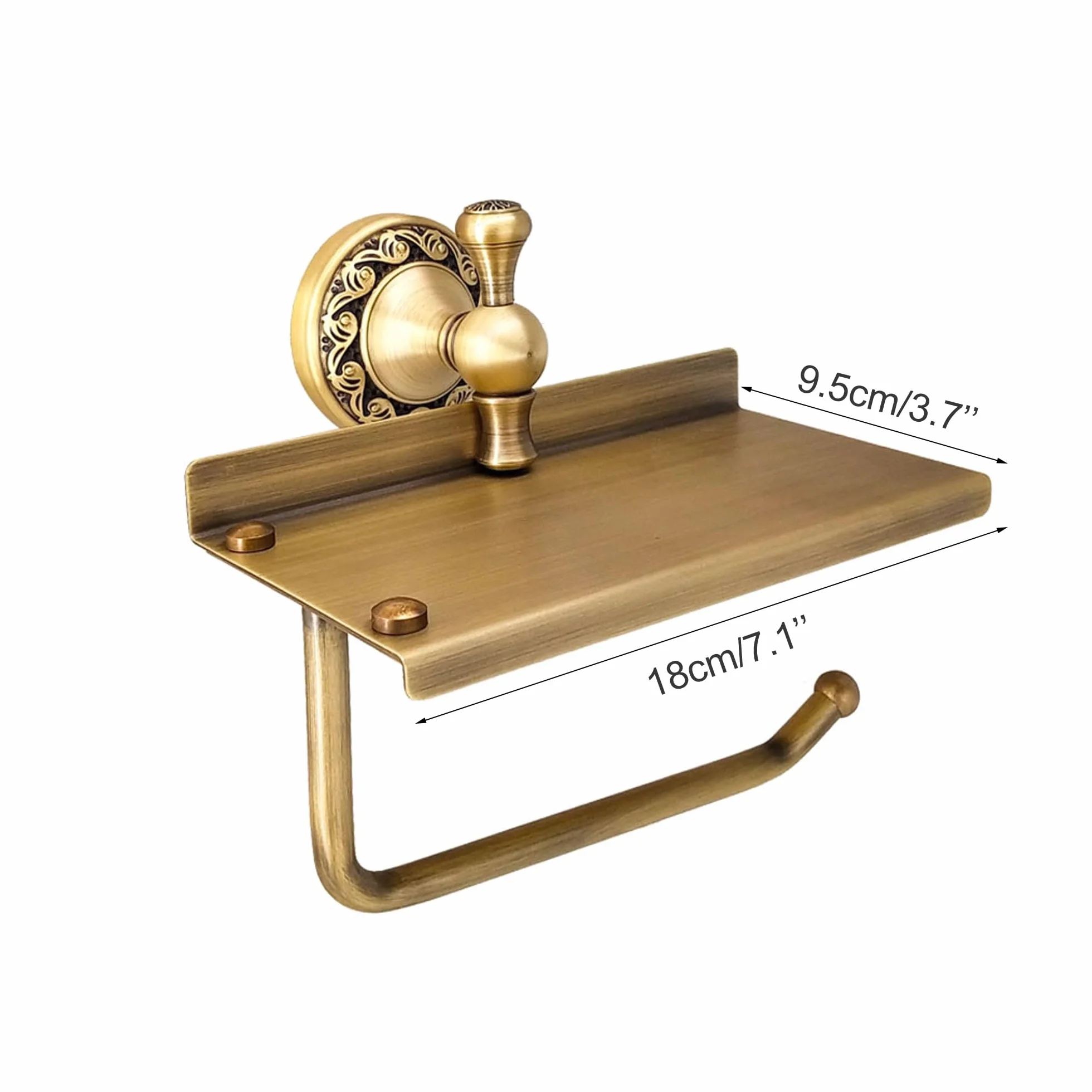 Soporte de Papel higiénico con Estante para teléfono, Soporte para Rollo de Papel higiénico de baño, Bronce Antiguo, Accesorios de baño, Accesorios de baño, diseño Tallado de patrón